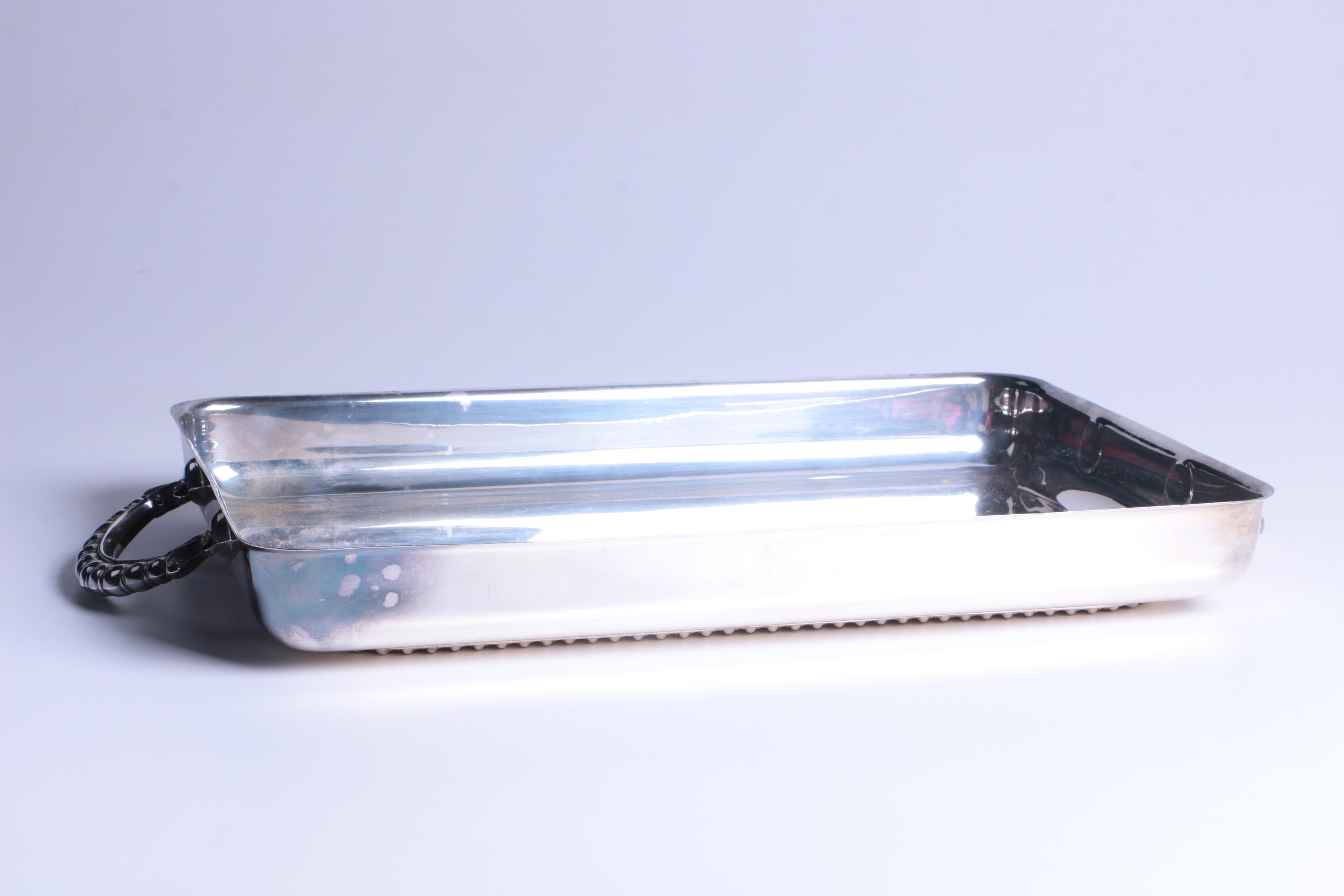 Poole Silver Plate Footed Cake Stand with other Silver Plate Serveware