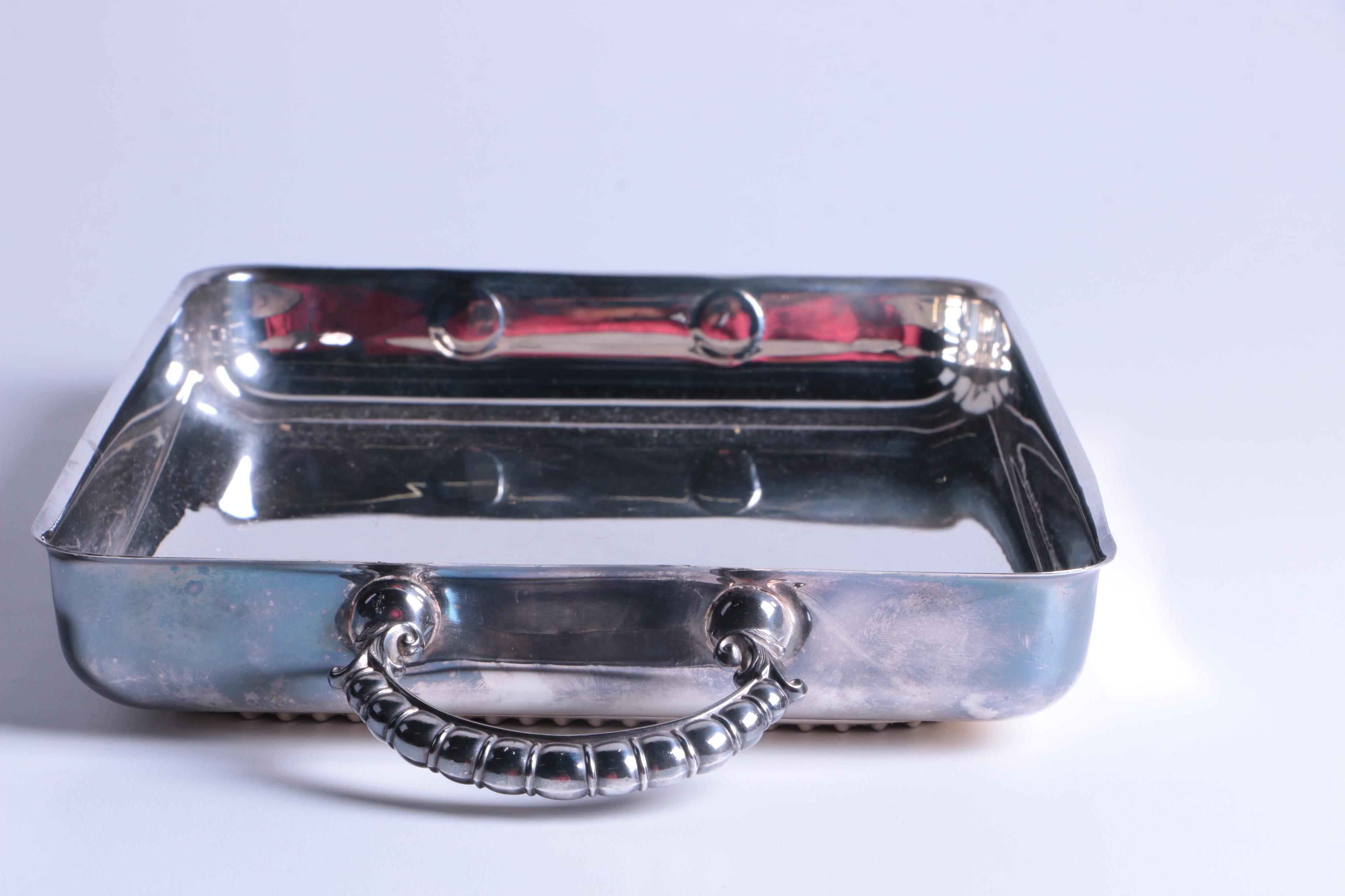 Poole Silver Plate Footed Cake Stand with other Silver Plate Serveware