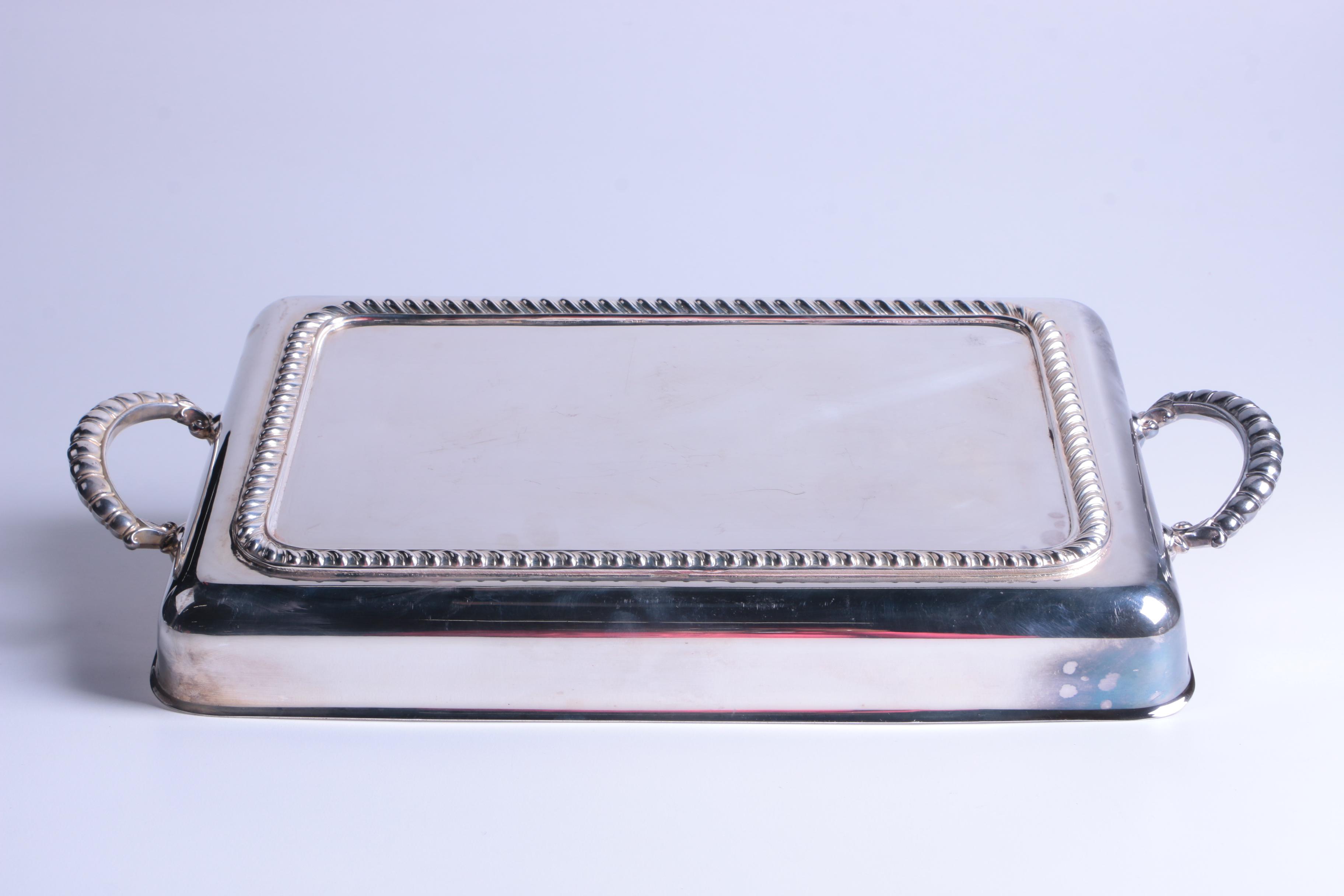 Poole Silver Plate Footed Cake Stand with other Silver Plate Serveware