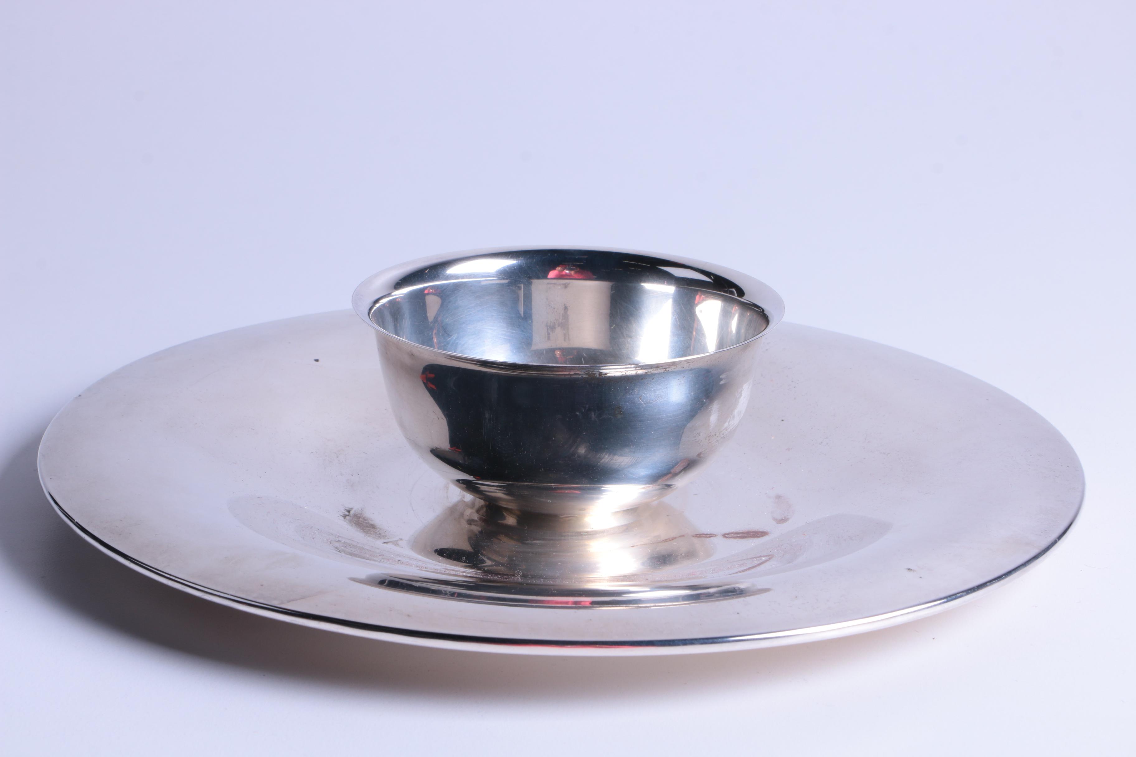 Poole Silver Plate Footed Cake Stand with other Silver Plate Serveware
