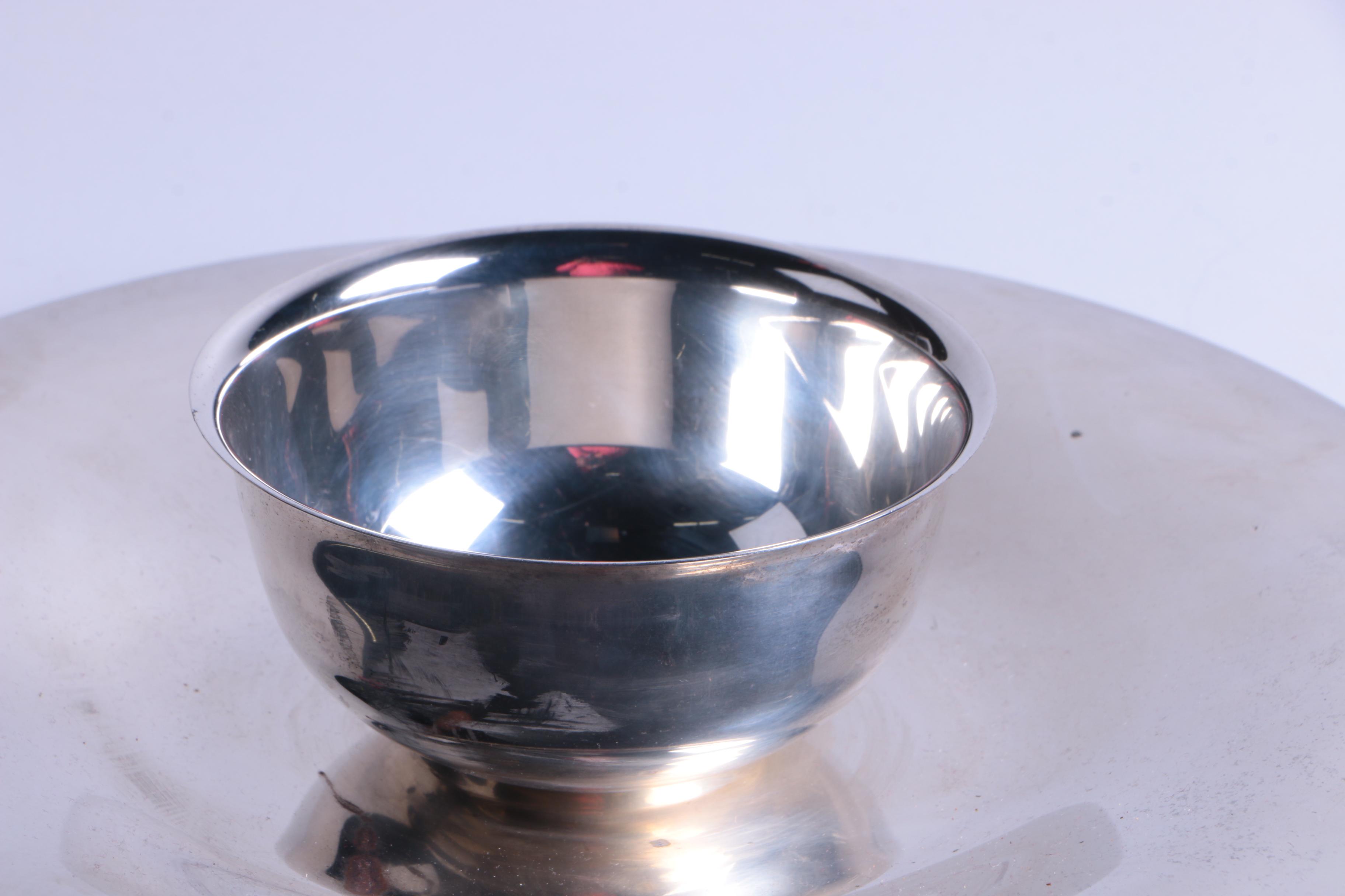 Poole Silver Plate Footed Cake Stand with other Silver Plate Serveware