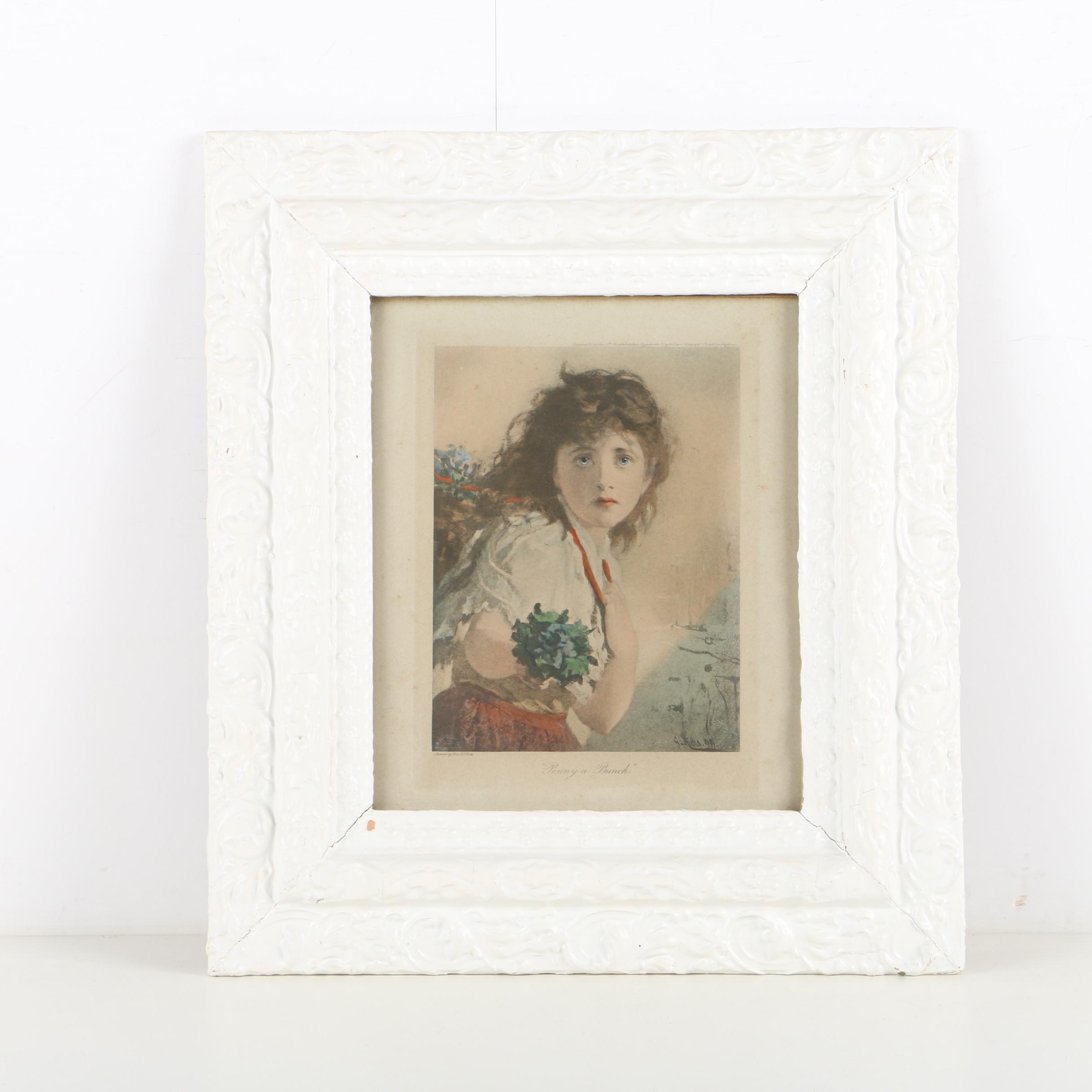 Lithograph on Paper After George E. Hicks "Penny a Bunch"