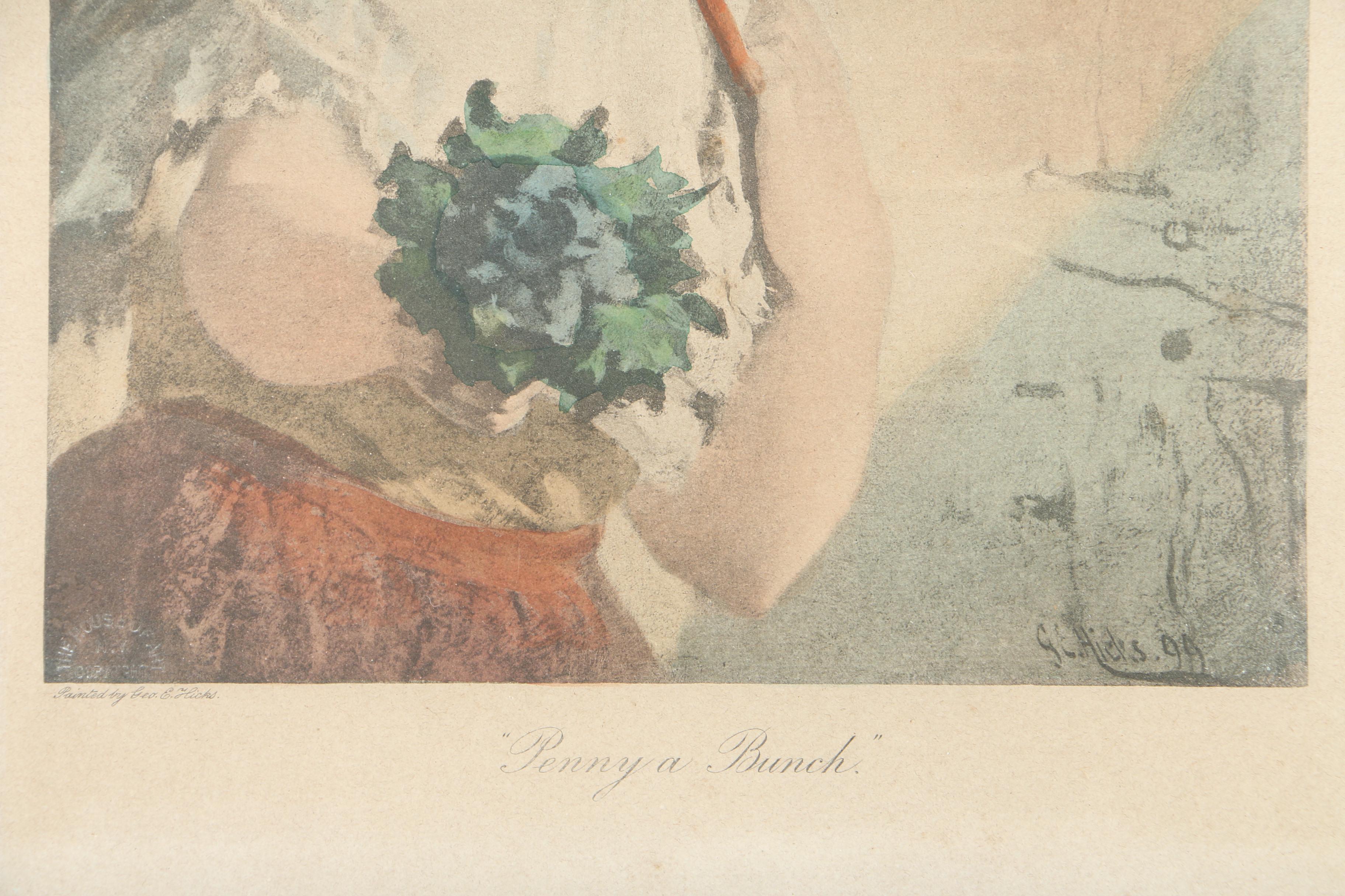 Lithograph on Paper After George E. Hicks "Penny a Bunch"