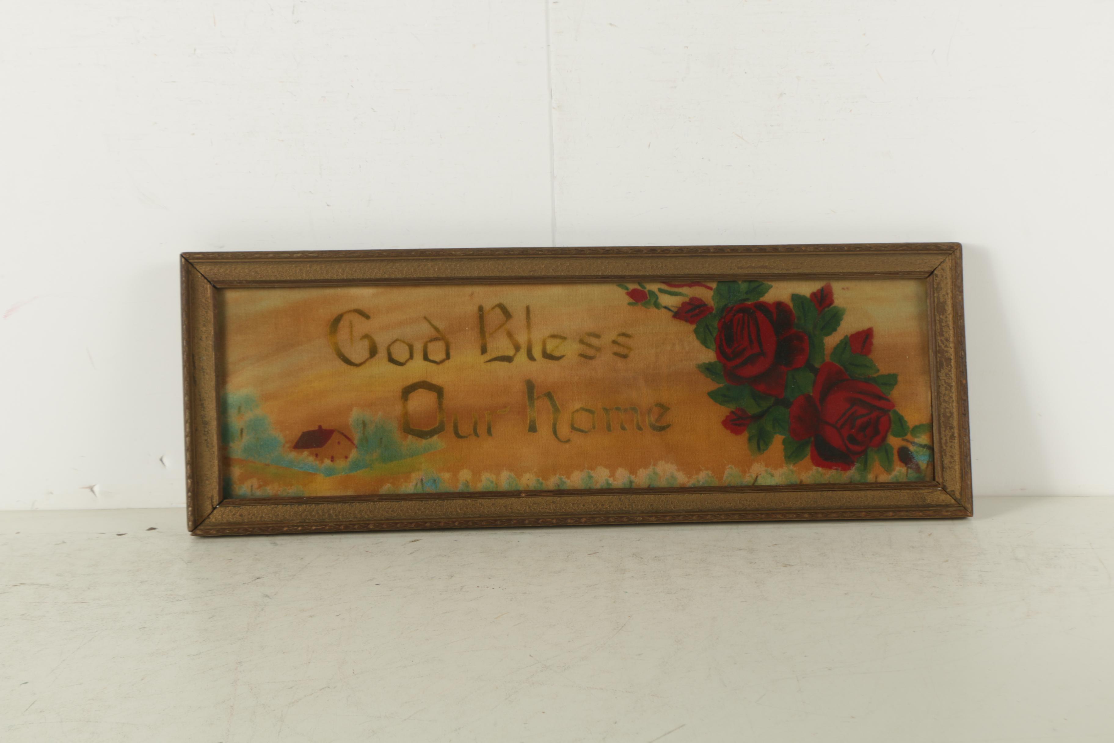 Oil Painting on Velvet with Silver Gelatin Reproduction of a Painting