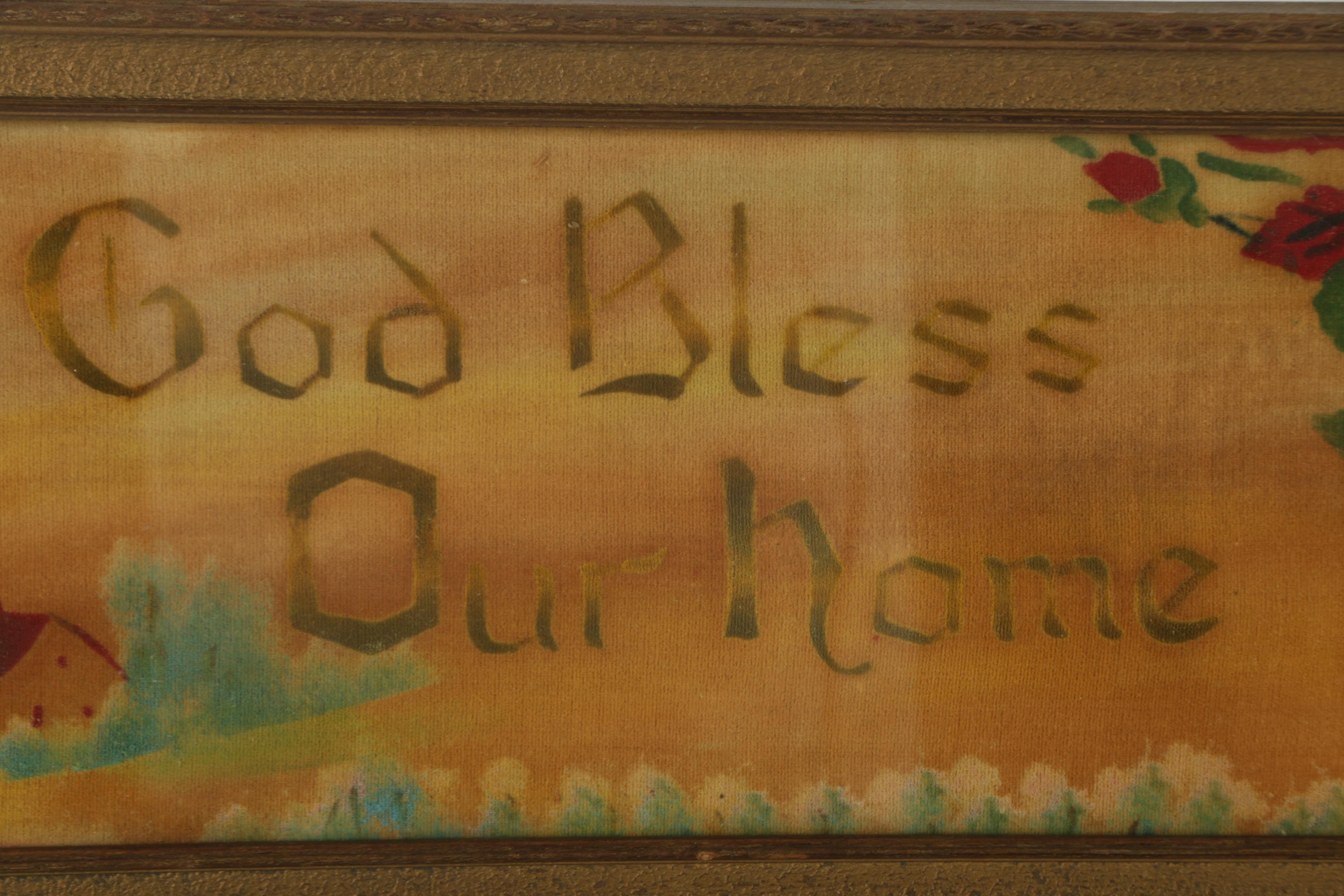 Oil Painting on Velvet with Silver Gelatin Reproduction of a Painting