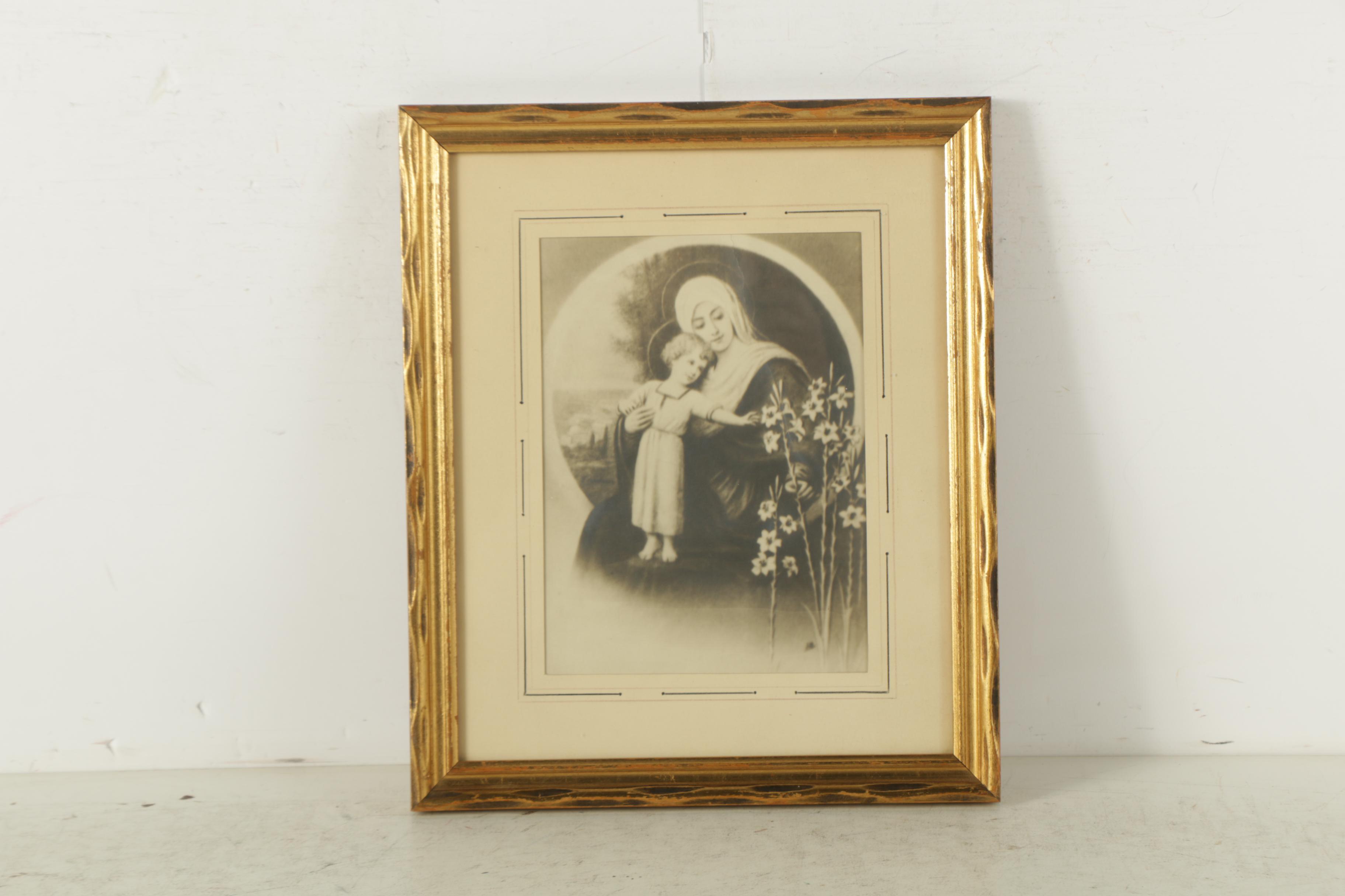 Oil Painting on Velvet with Silver Gelatin Reproduction of a Painting