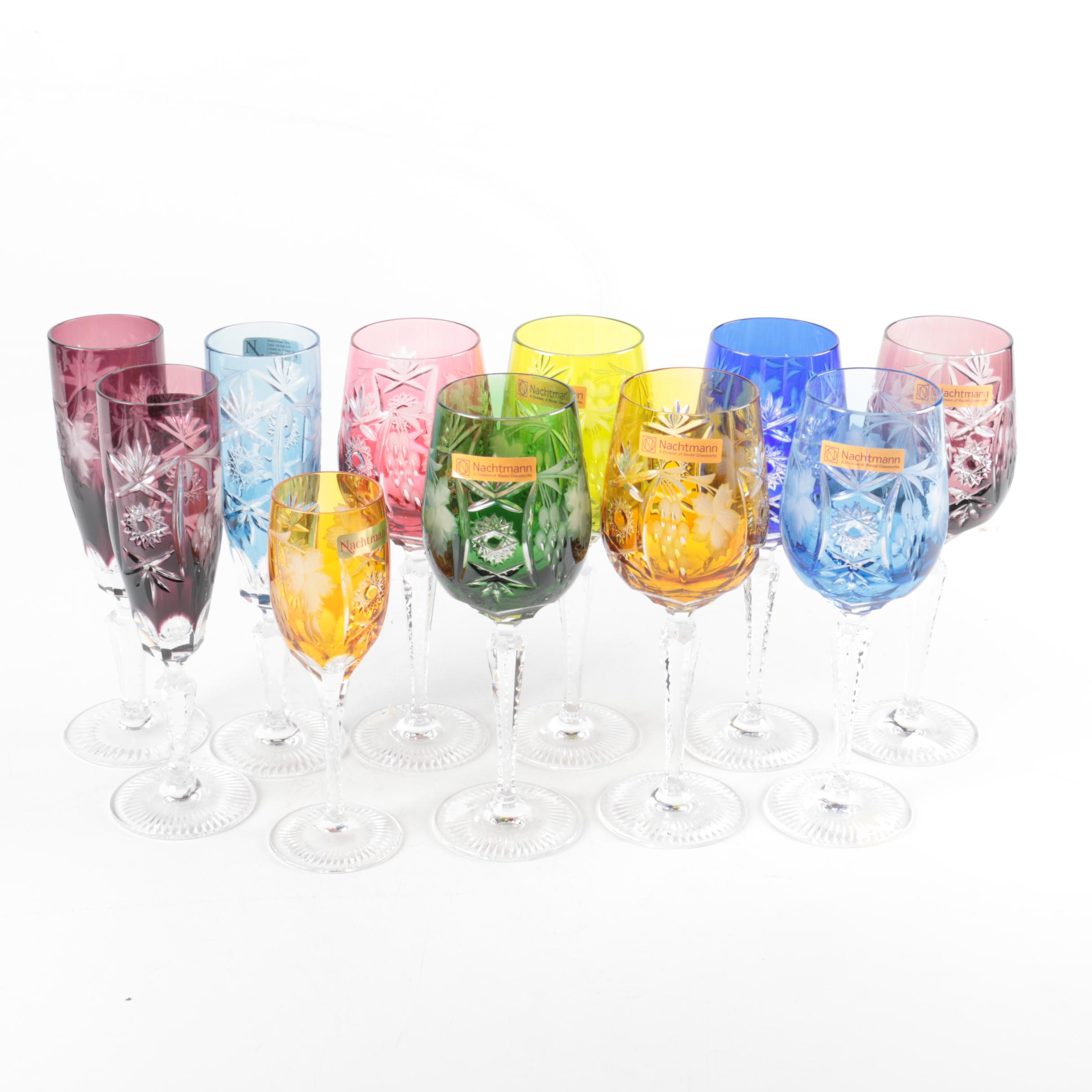 Nachtmann "Traube" Cased to Clear Colored Crystal Stemware