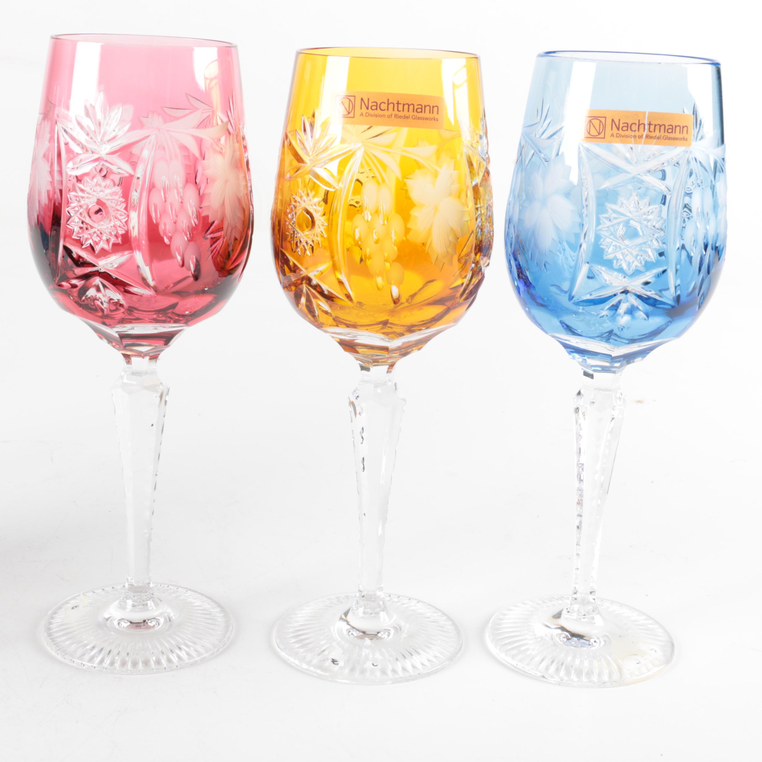 Nachtmann "Traube" Cased to Clear Colored Crystal Stemware
