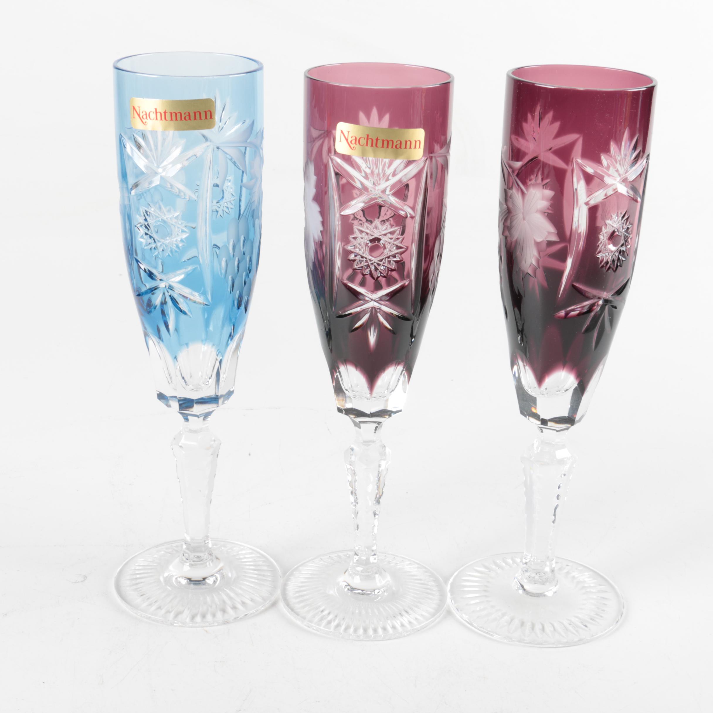 Nachtmann "Traube" Cased to Clear Colored Crystal Stemware