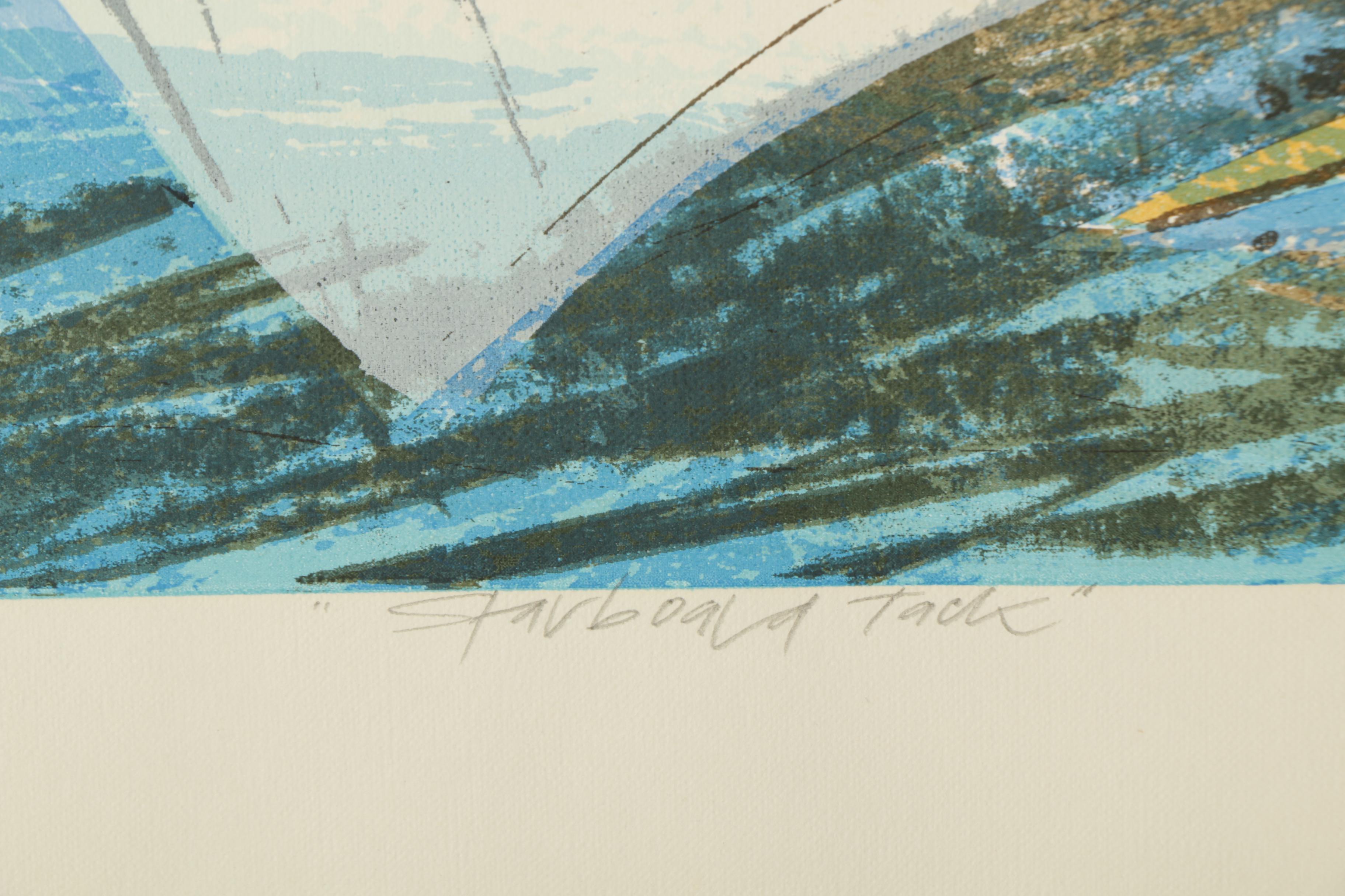 Howard Bradford 1973 Limited Edition Serigraph on Paper "Starboard Tack"