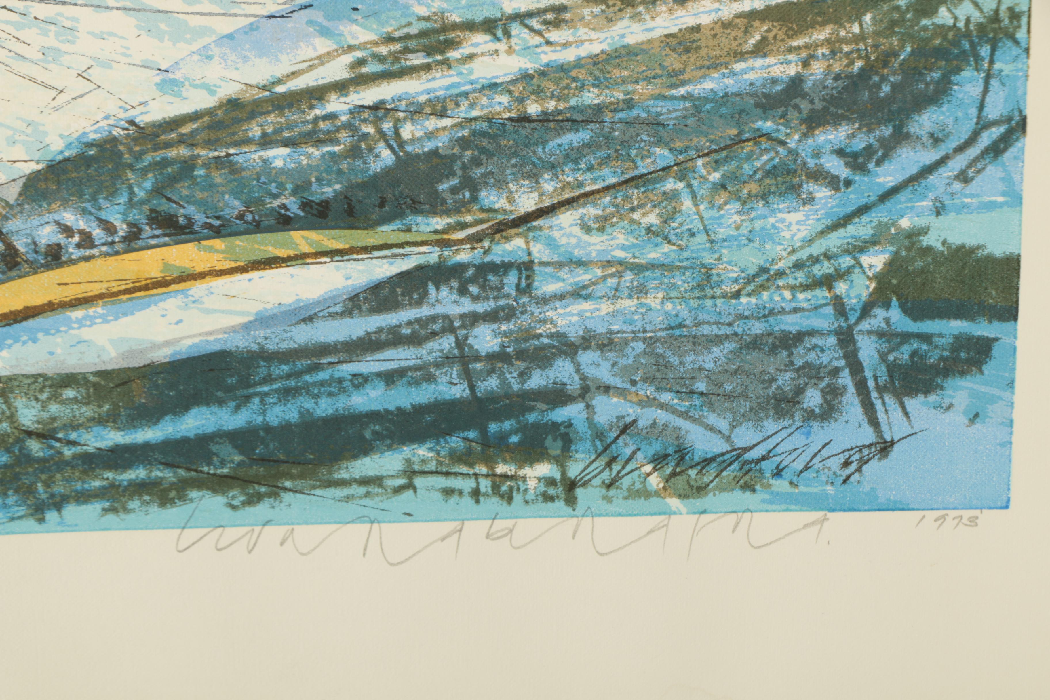 Howard Bradford 1973 Limited Edition Serigraph on Paper "Starboard Tack"