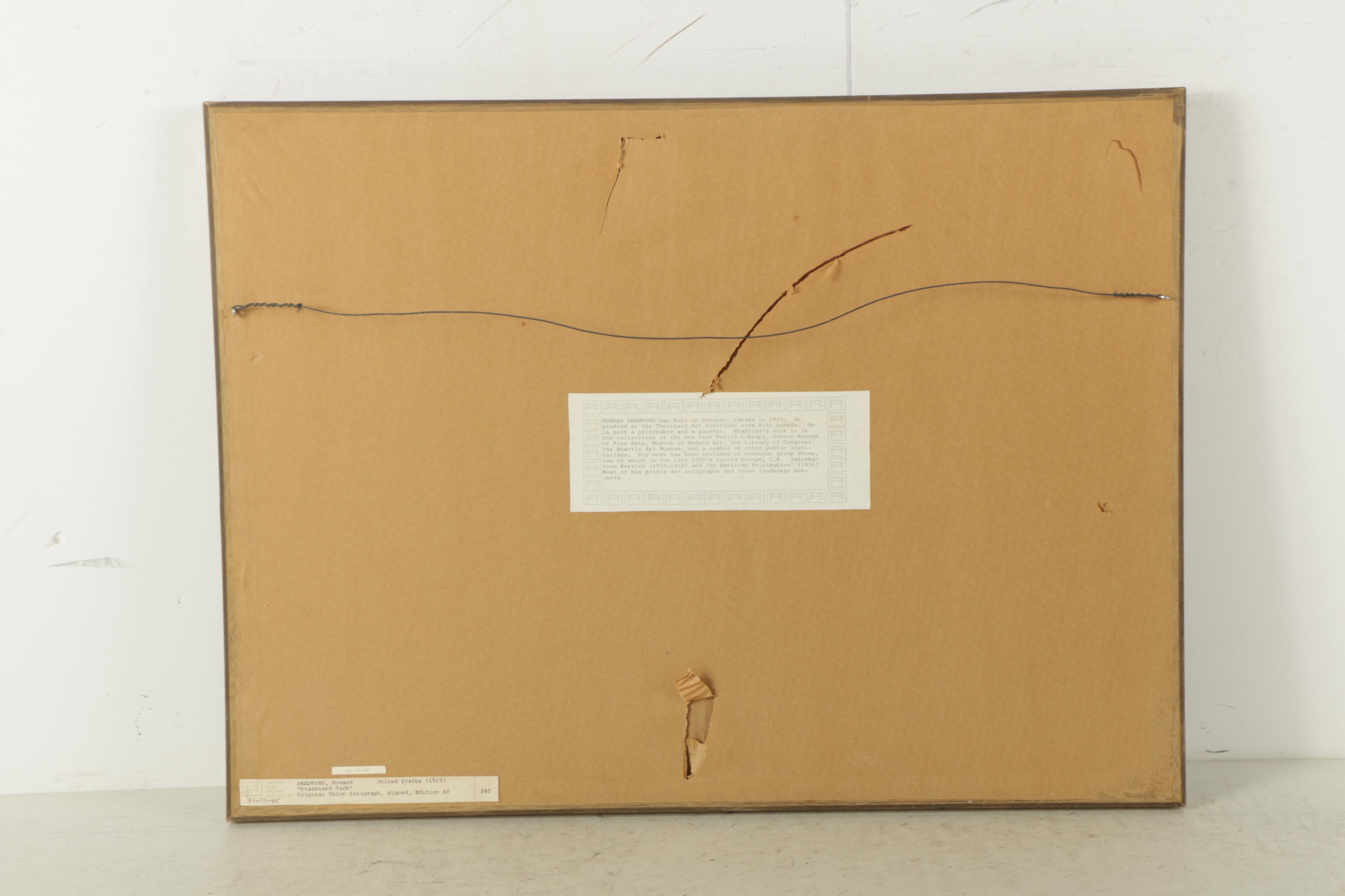 Howard Bradford 1973 Limited Edition Serigraph on Paper "Starboard Tack"