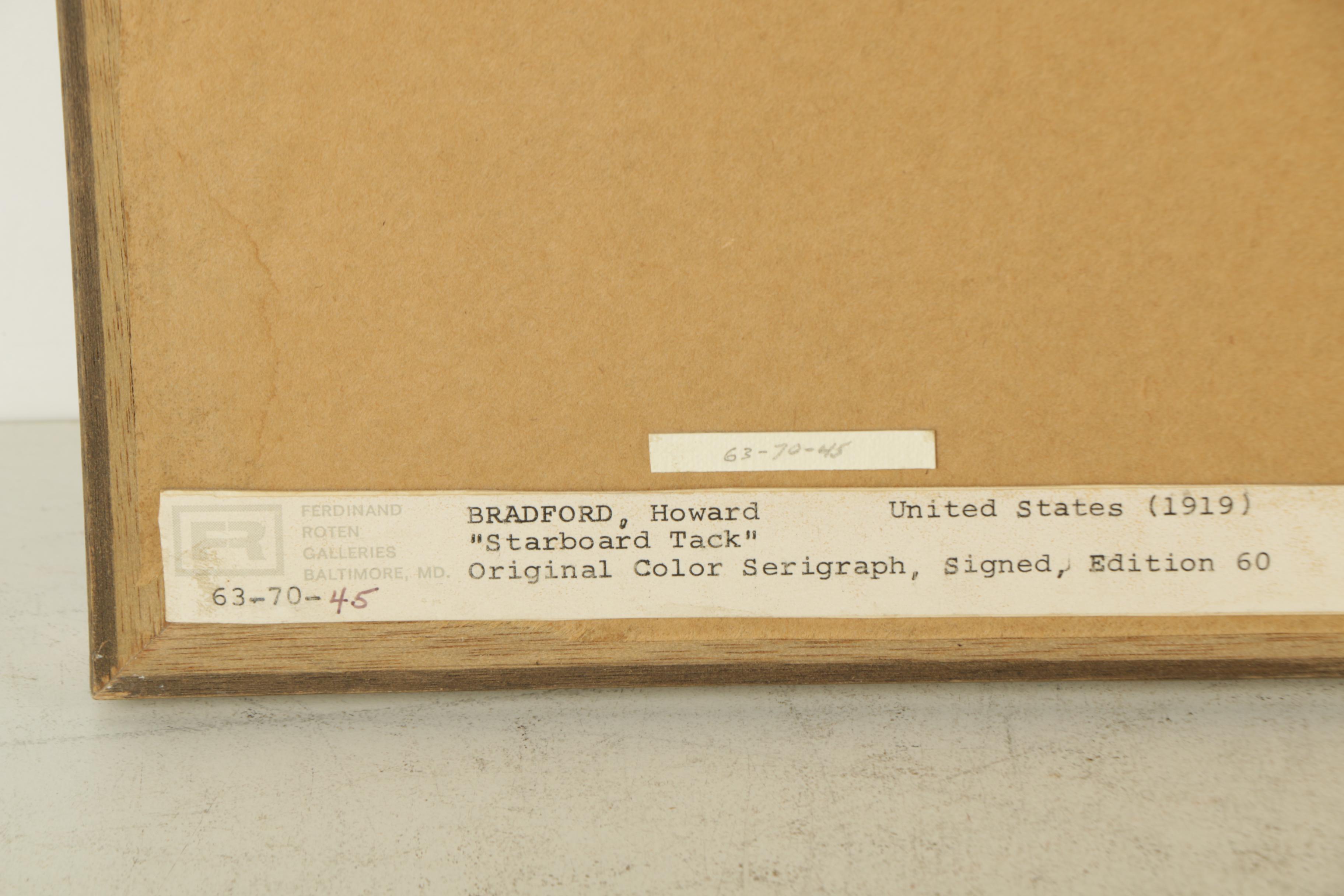 Howard Bradford 1973 Limited Edition Serigraph on Paper "Starboard Tack"