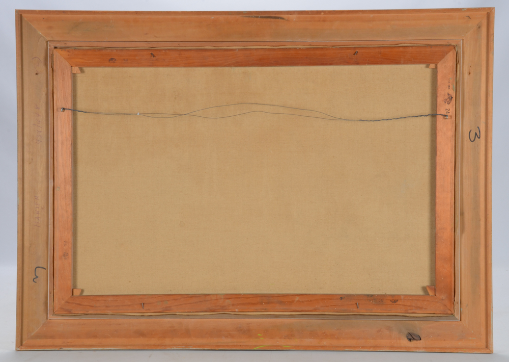 H. Amundsen Oil painting of a Harbor Scene