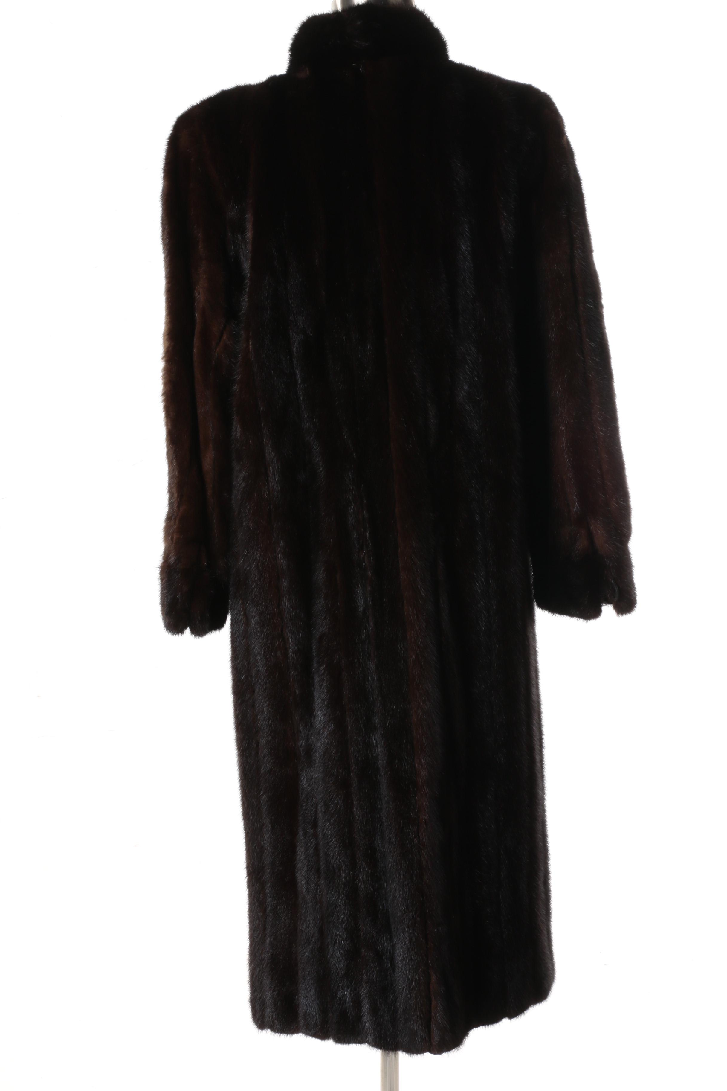 Women's Evans Dark Ranch Mink Fur Full-Length Coat