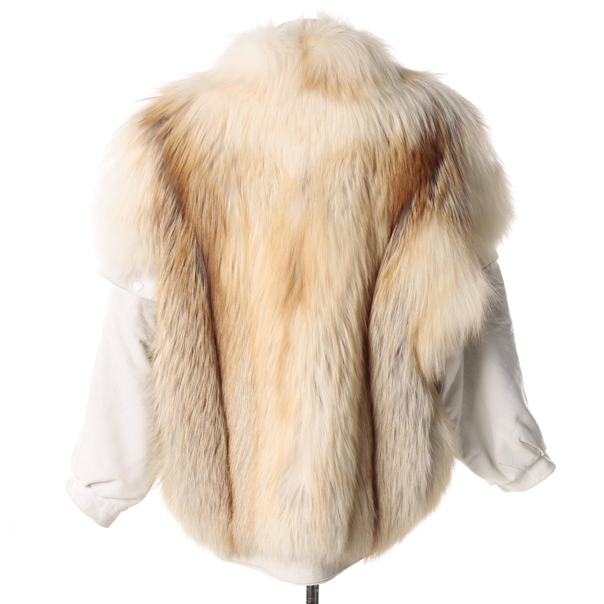 Women's Affinity White Leather and Fox Fur Coat