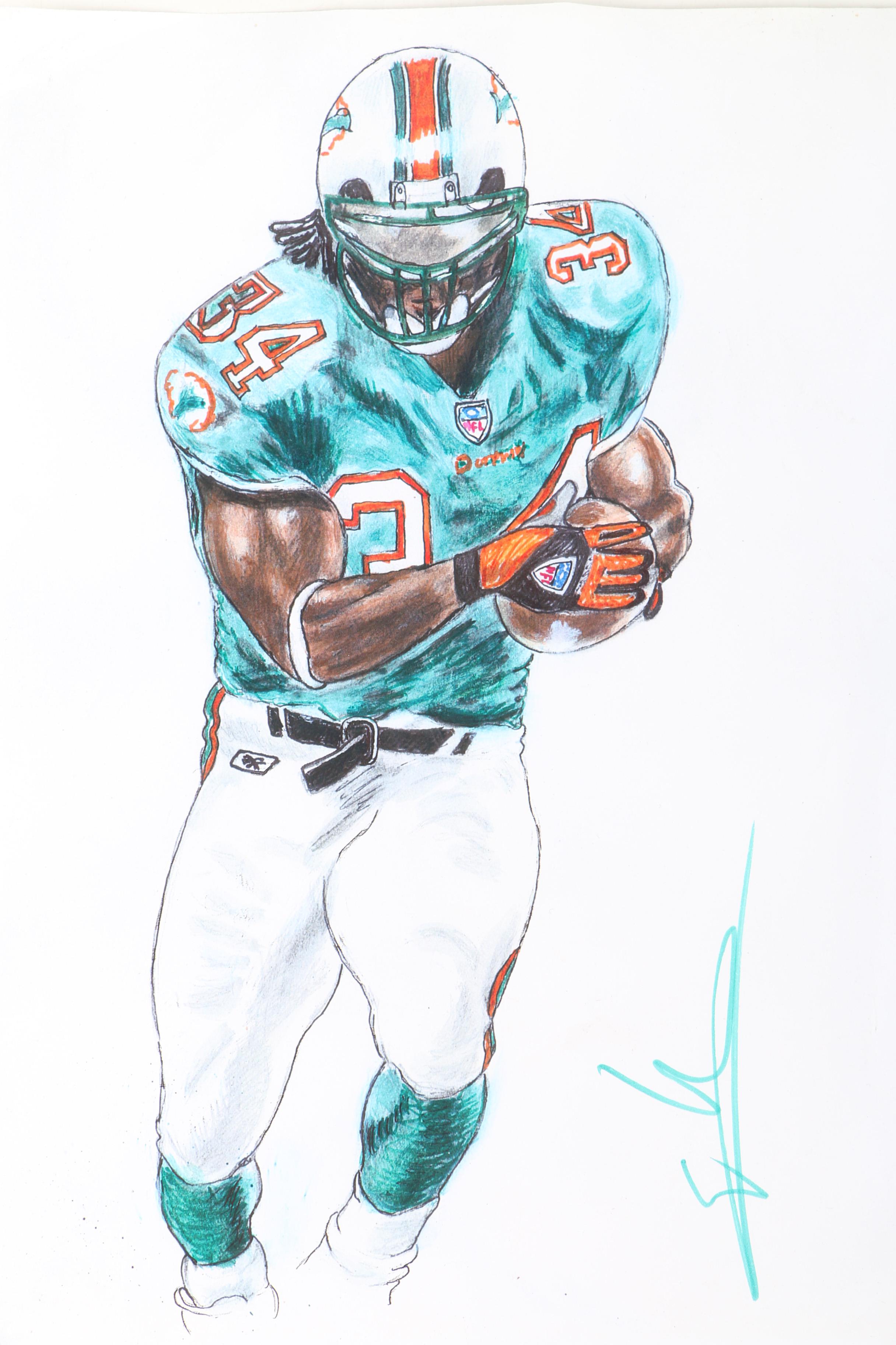 Emmitt Smith and Ricky Williams Artist Signed Prints