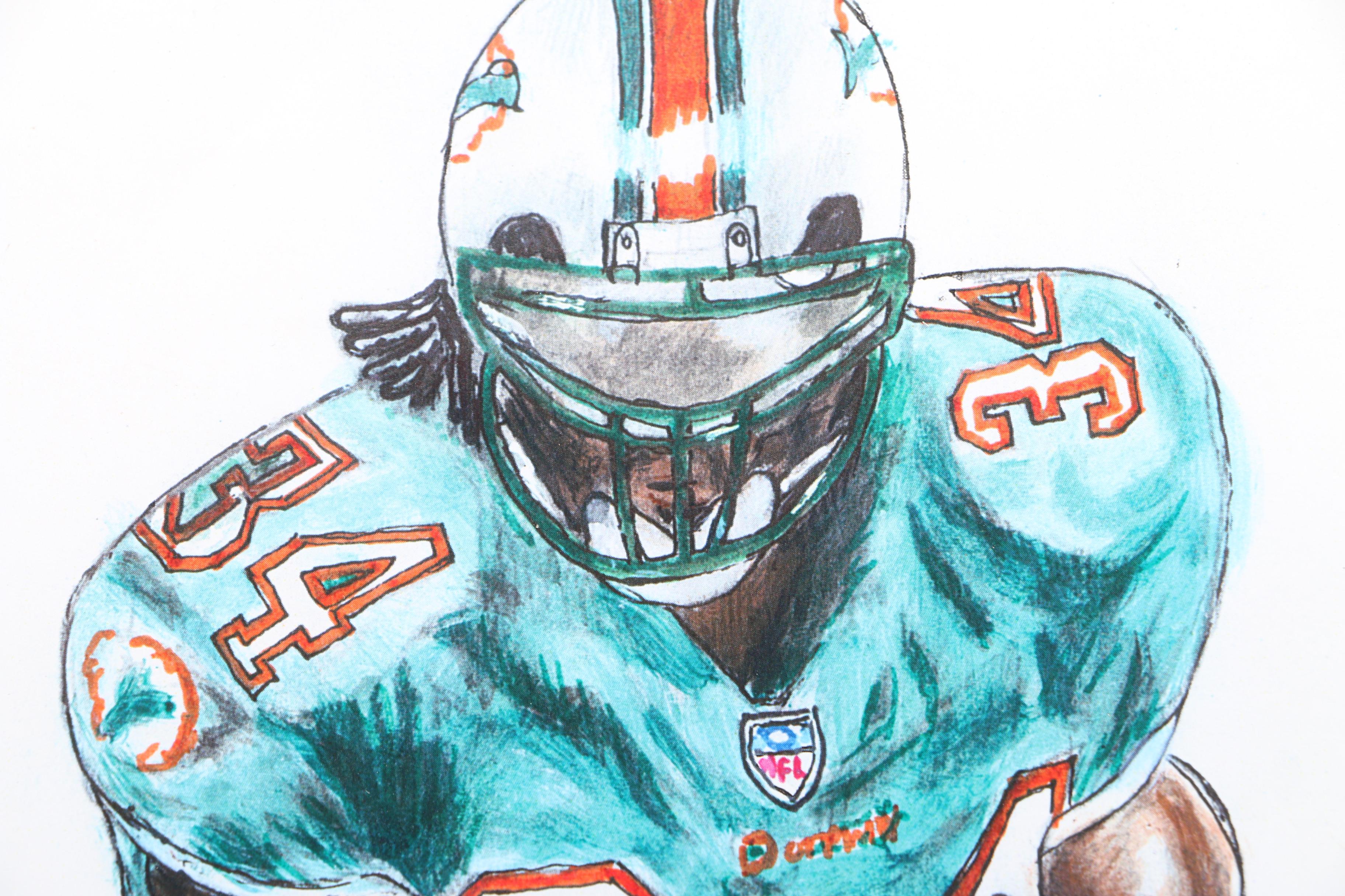 Emmitt Smith and Ricky Williams Artist Signed Prints