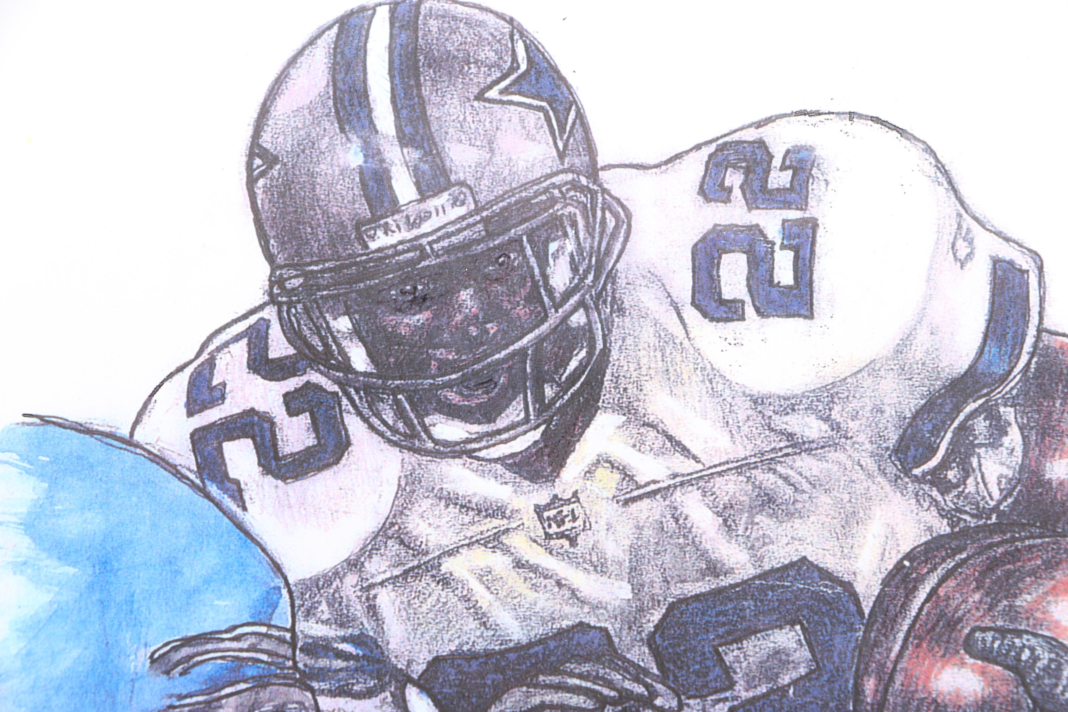 Emmitt Smith and Ricky Williams Artist Signed Prints