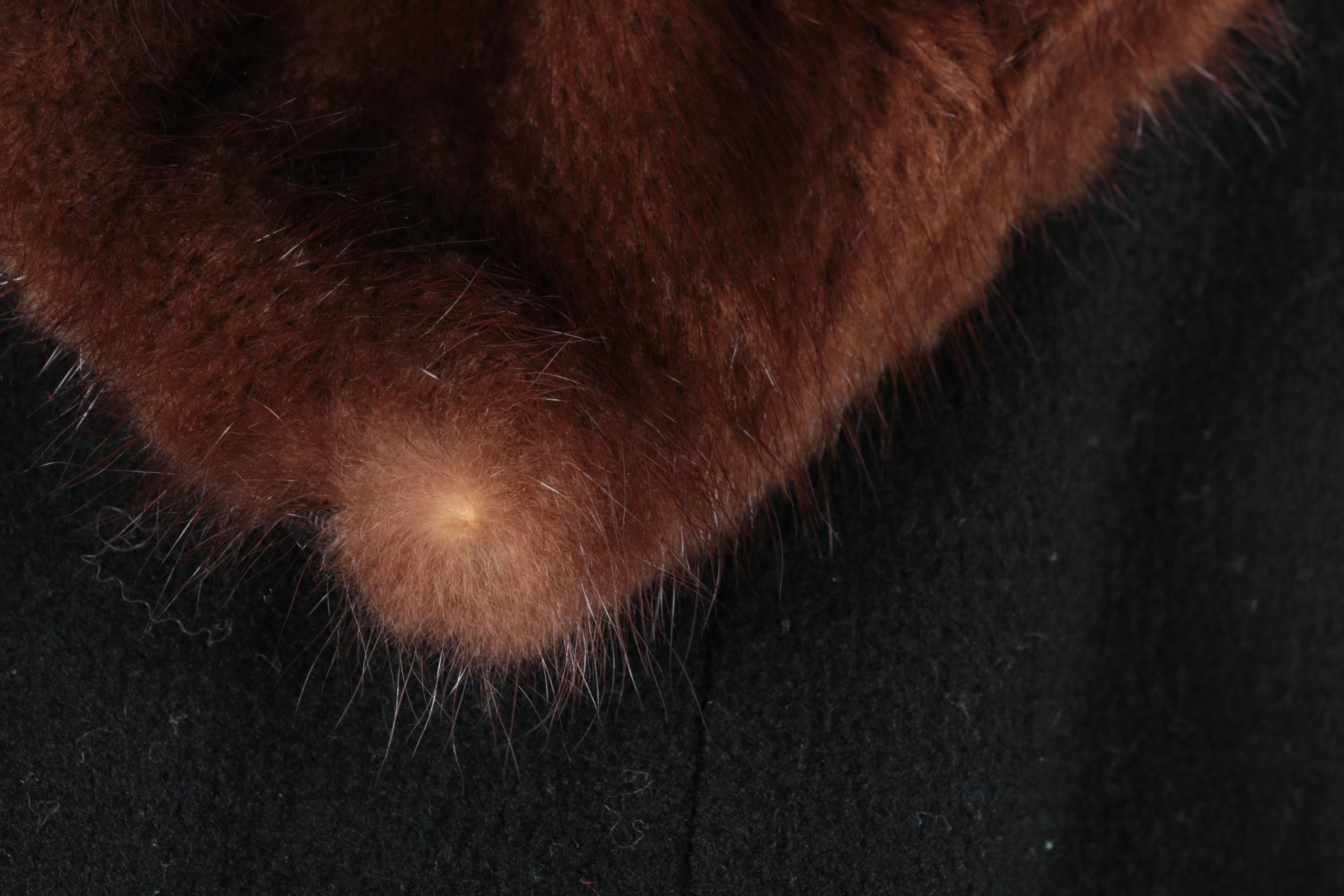 Vintage Black Coat with Mink Fur Collar