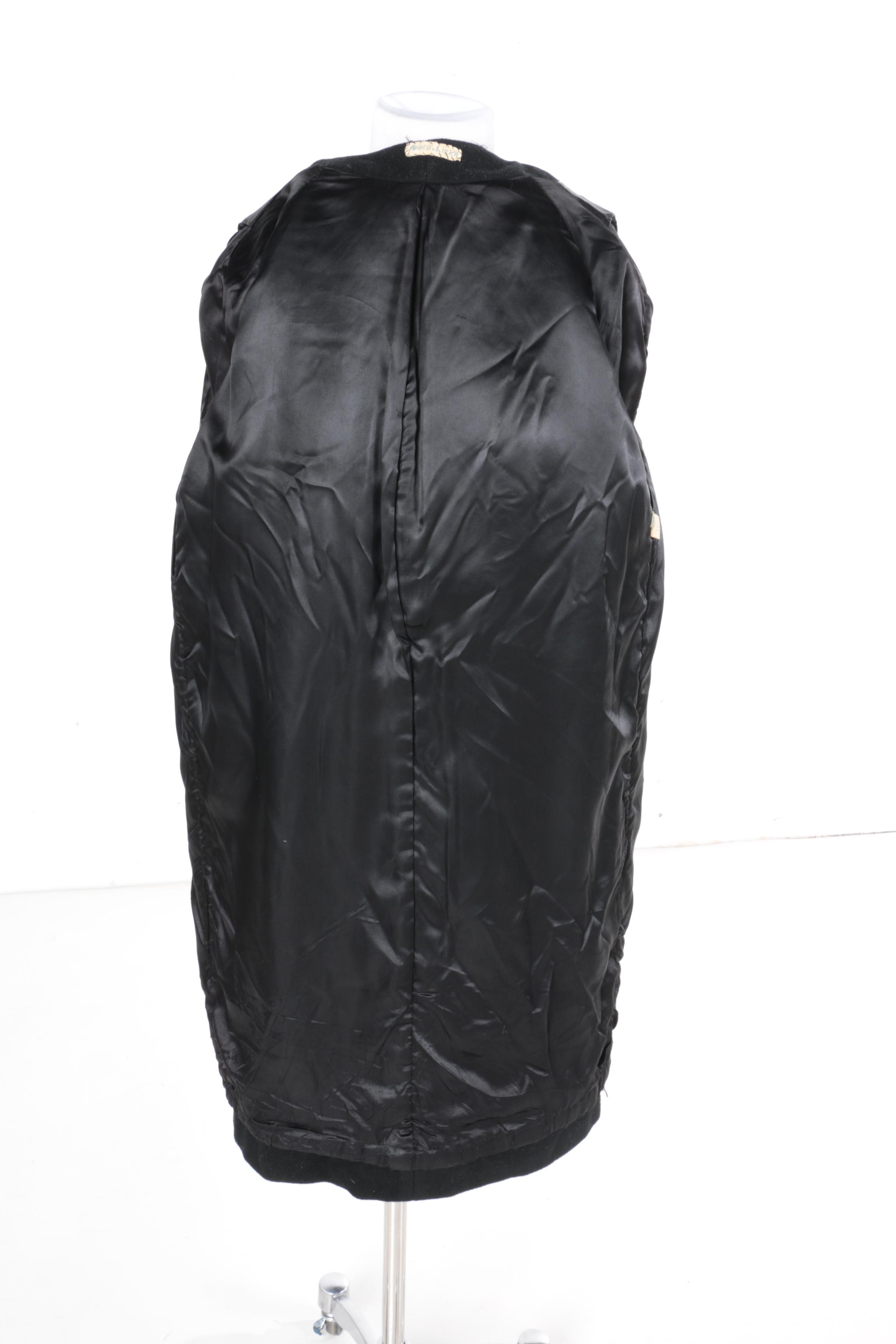 Vintage Black Coat with Mink Fur Collar