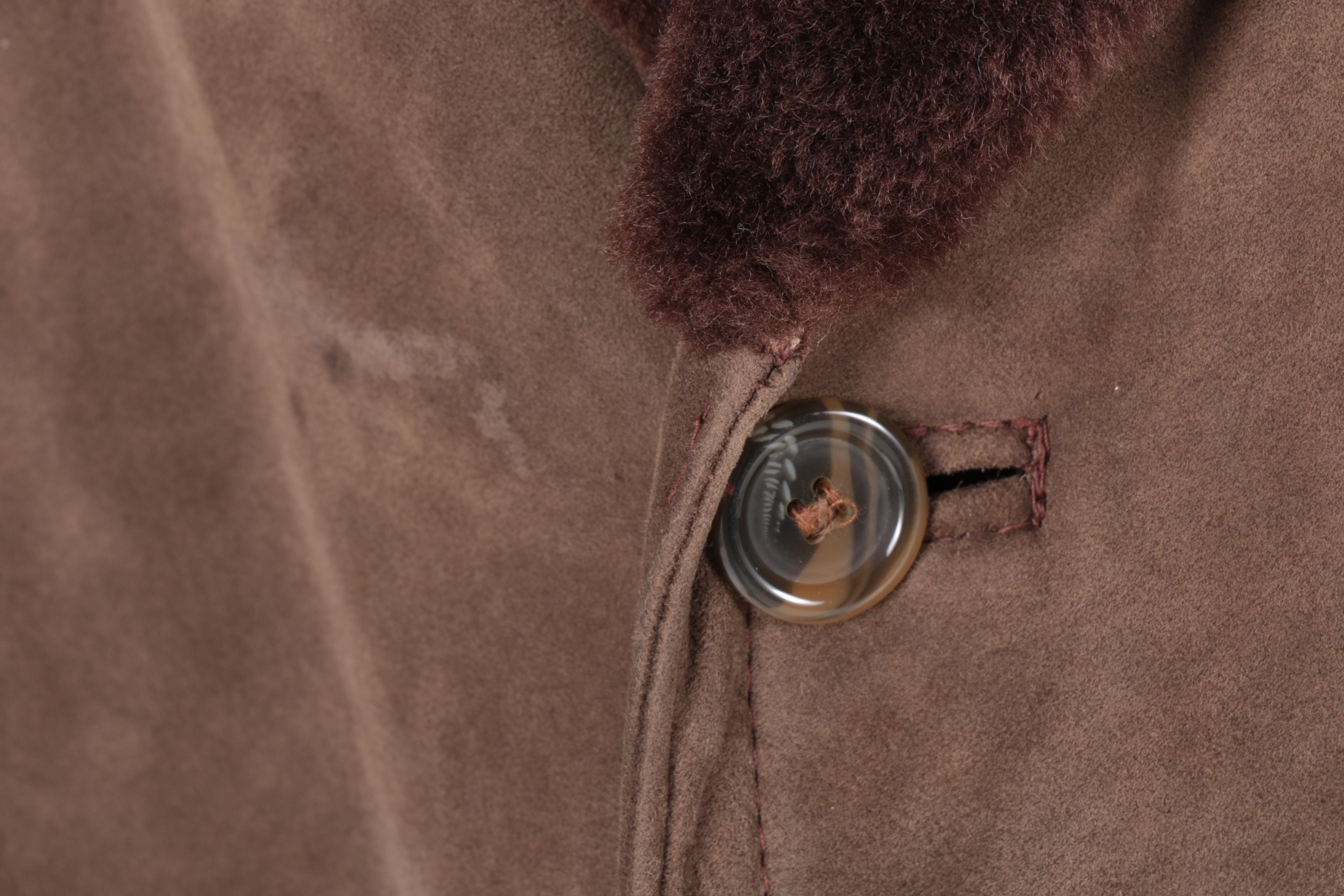 Men's Brown Suede and Shearling Coat
