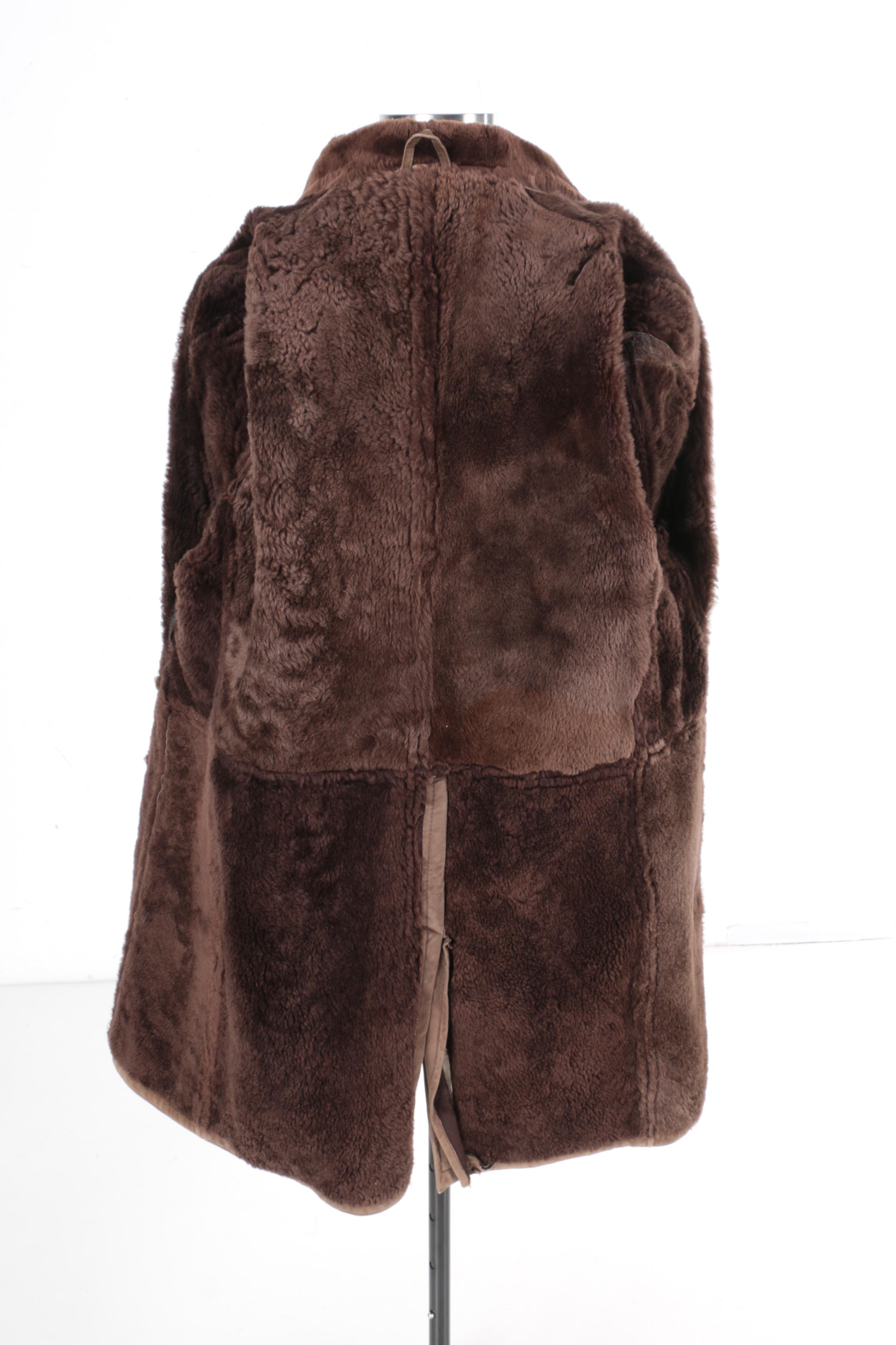 Men's Brown Suede and Shearling Coat