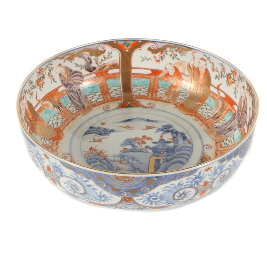 Japanese Porcelain Bowl with Crane Motif