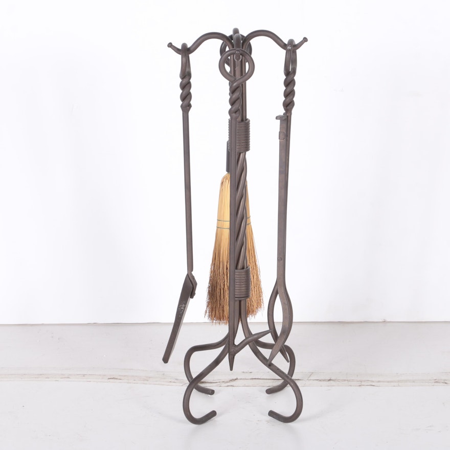 Wrought Iron Fireplace Tools and Stand