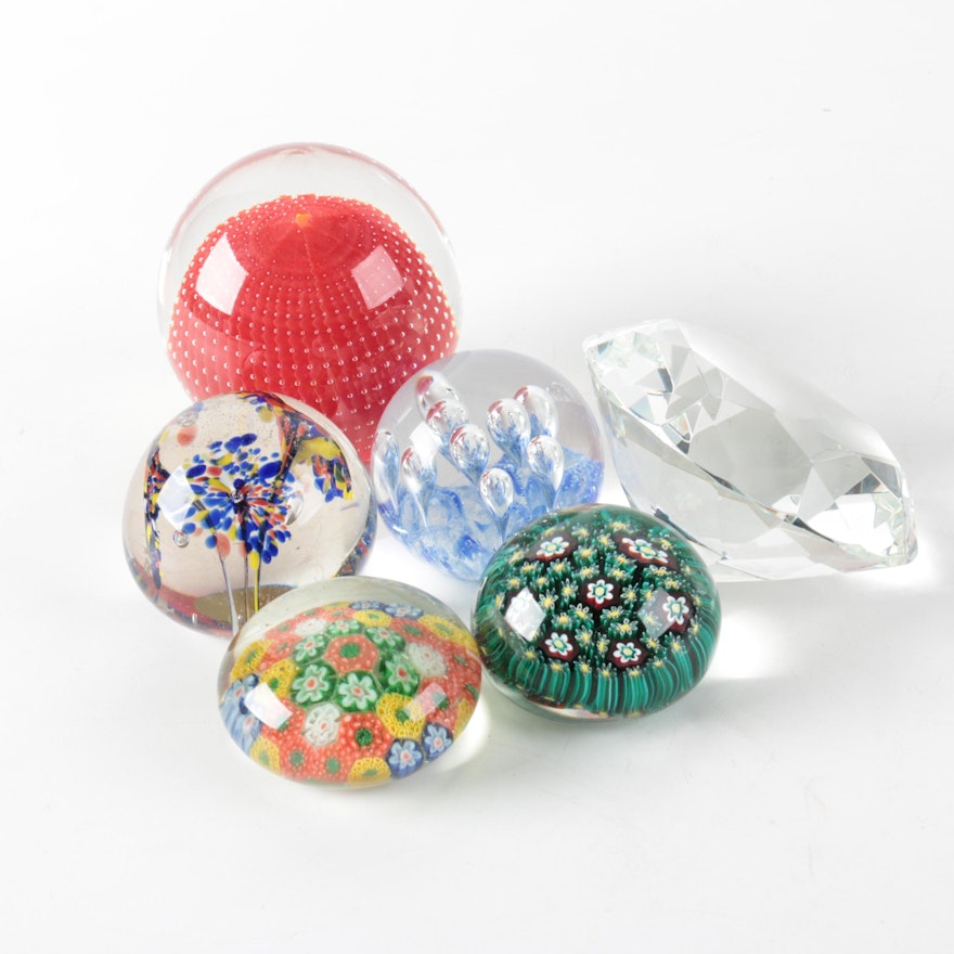 Millefiori and Seeded Art Glass Paperweights