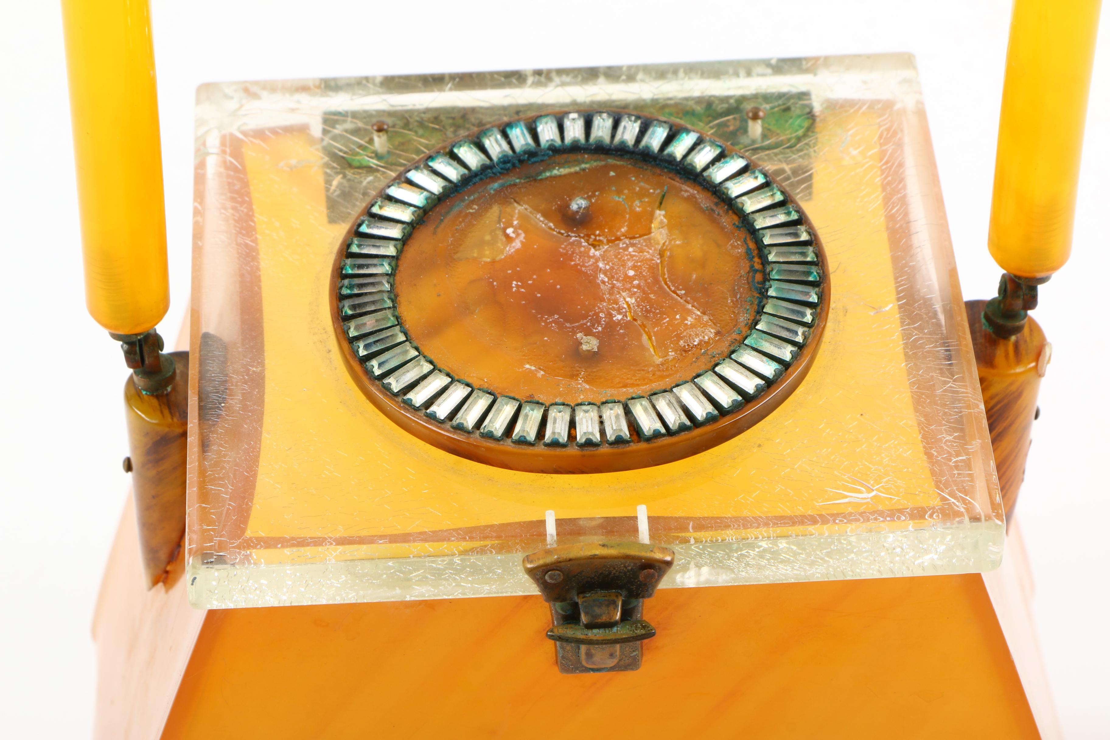 Vintage Amber Acrylic Box Handbag