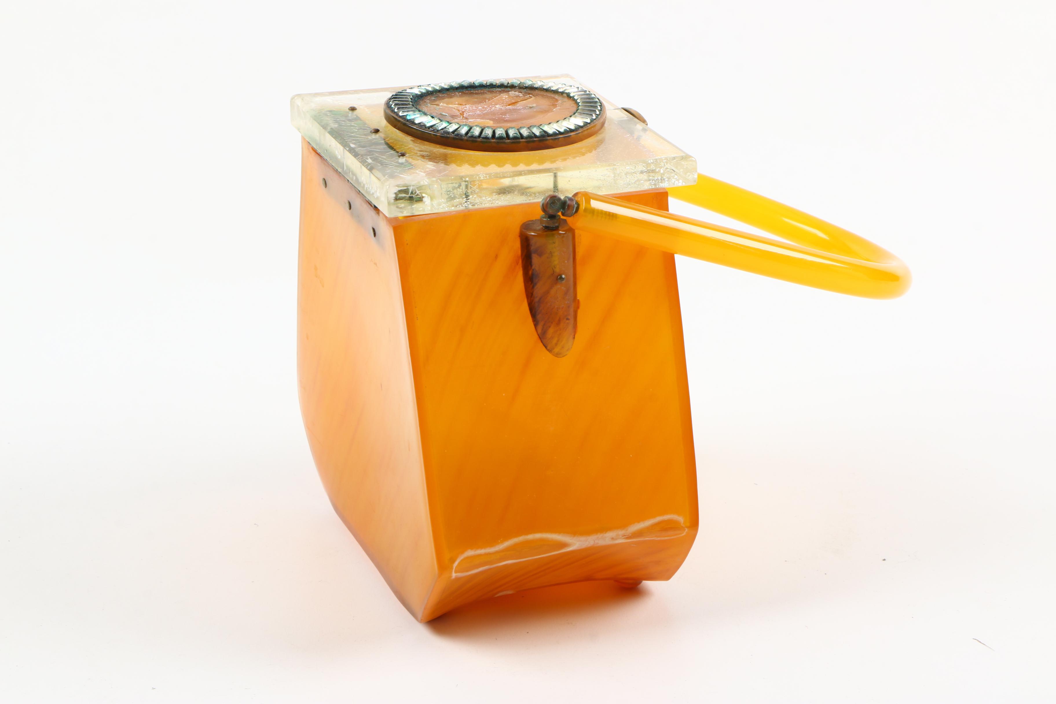 Vintage Amber Acrylic Box Handbag