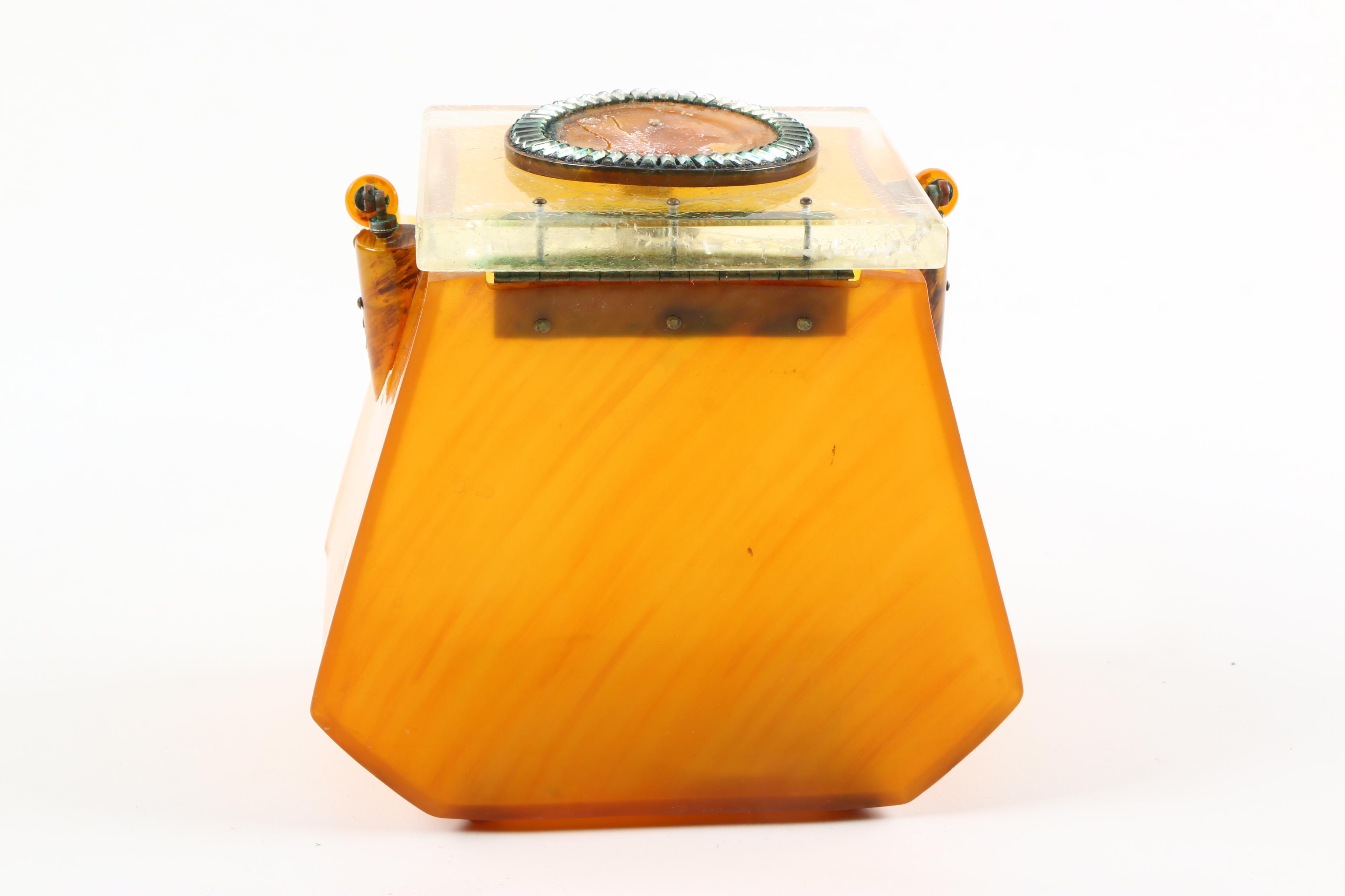 Vintage Amber Acrylic Box Handbag
