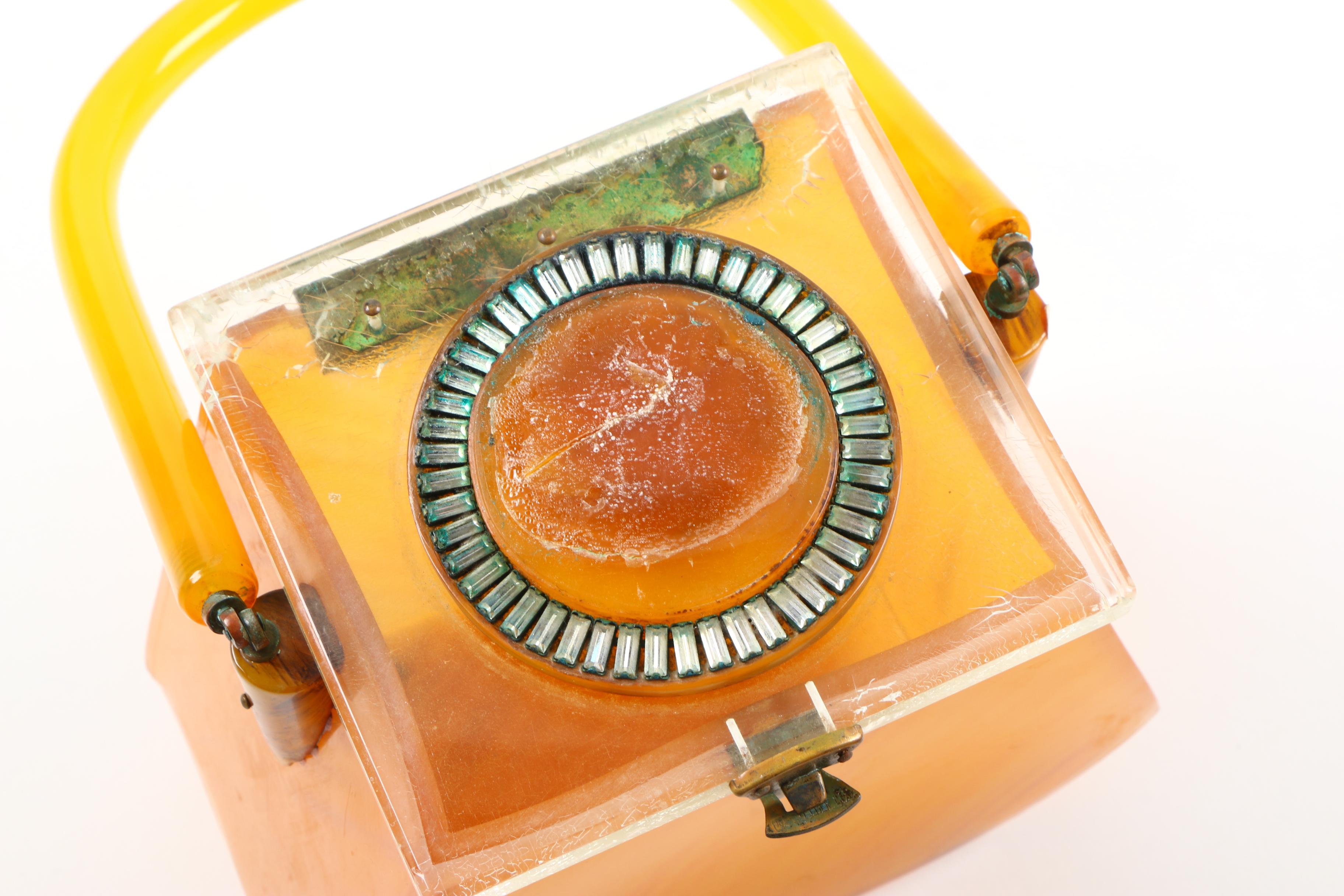 Vintage Amber Acrylic Box Handbag