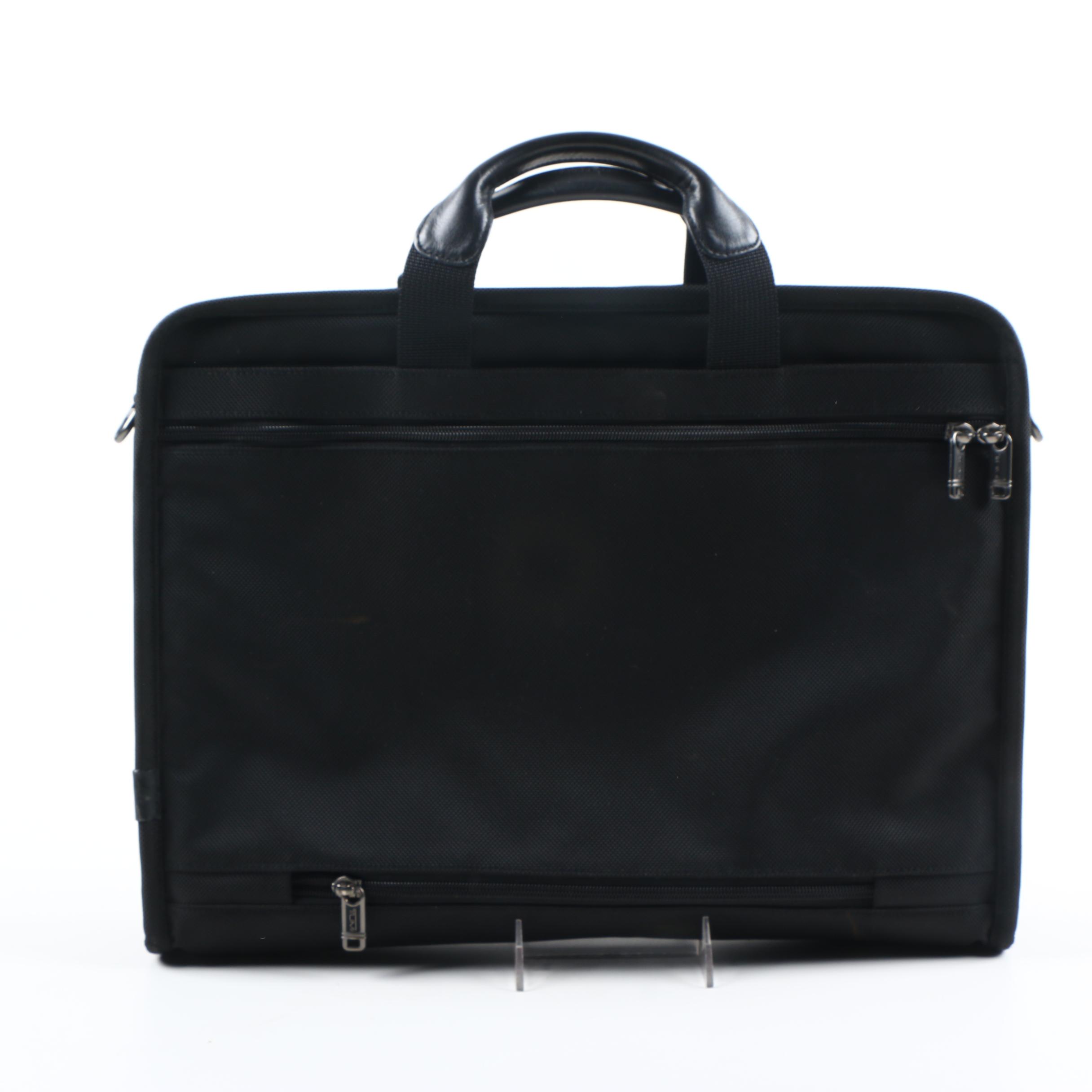 Tumi Slim Woven Nylon and Leather-Trimmed Laptop Briefcase