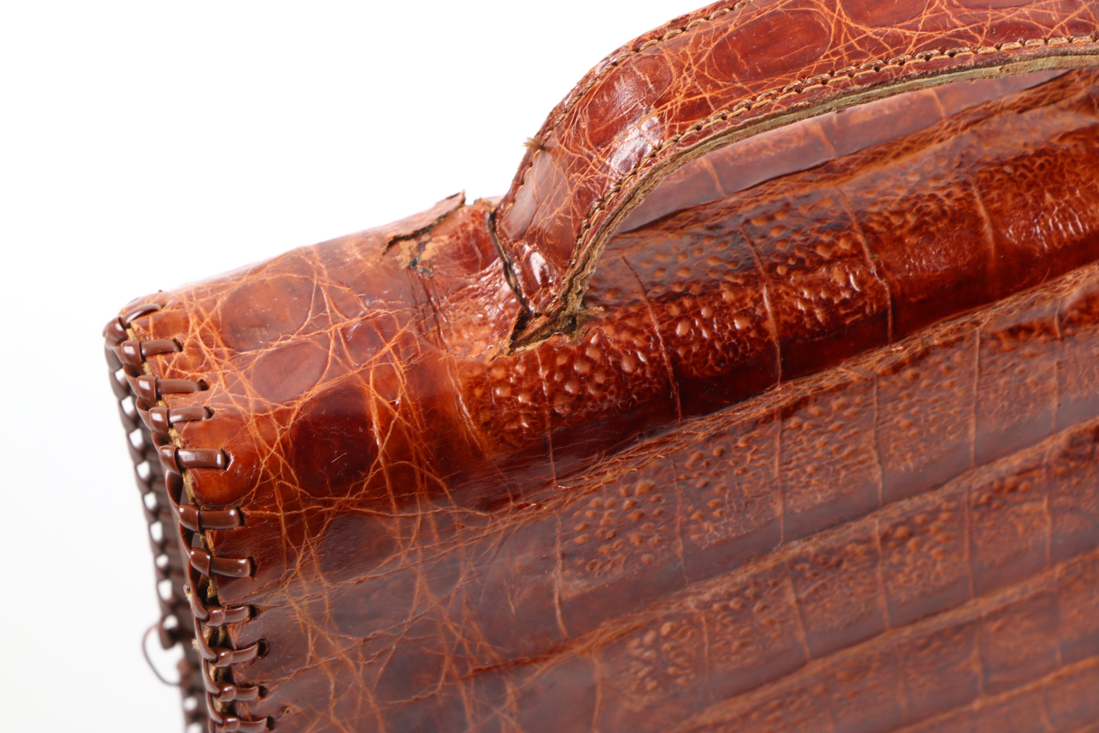 Circa 1940s Vintage Alligator Handbag