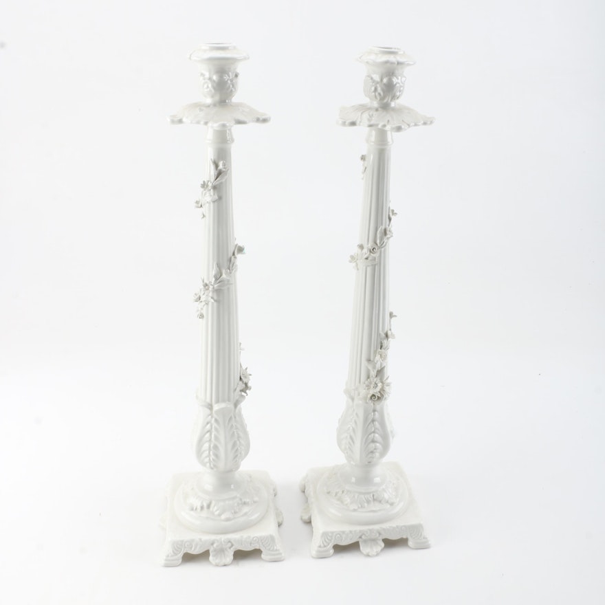 White Ceramic Candlesticks