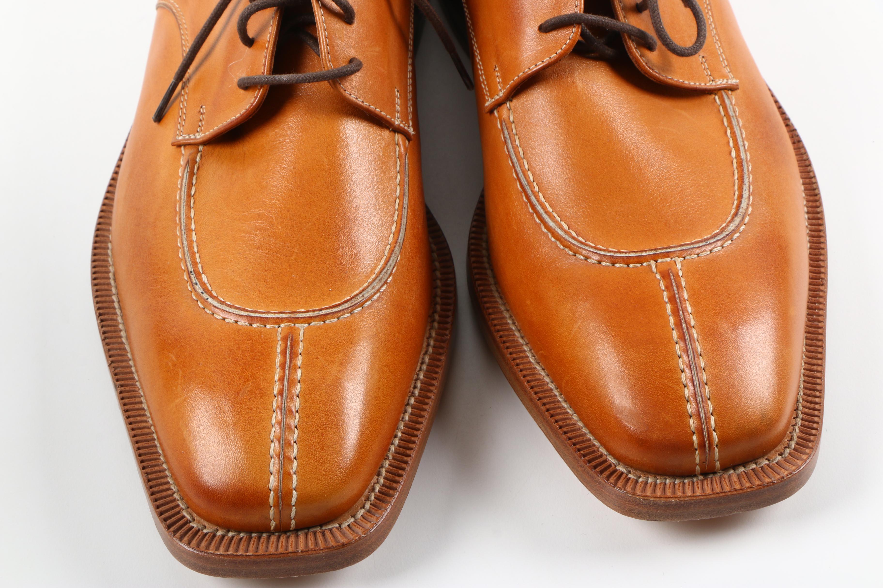 Men's Canali Brown Leather Oxfords