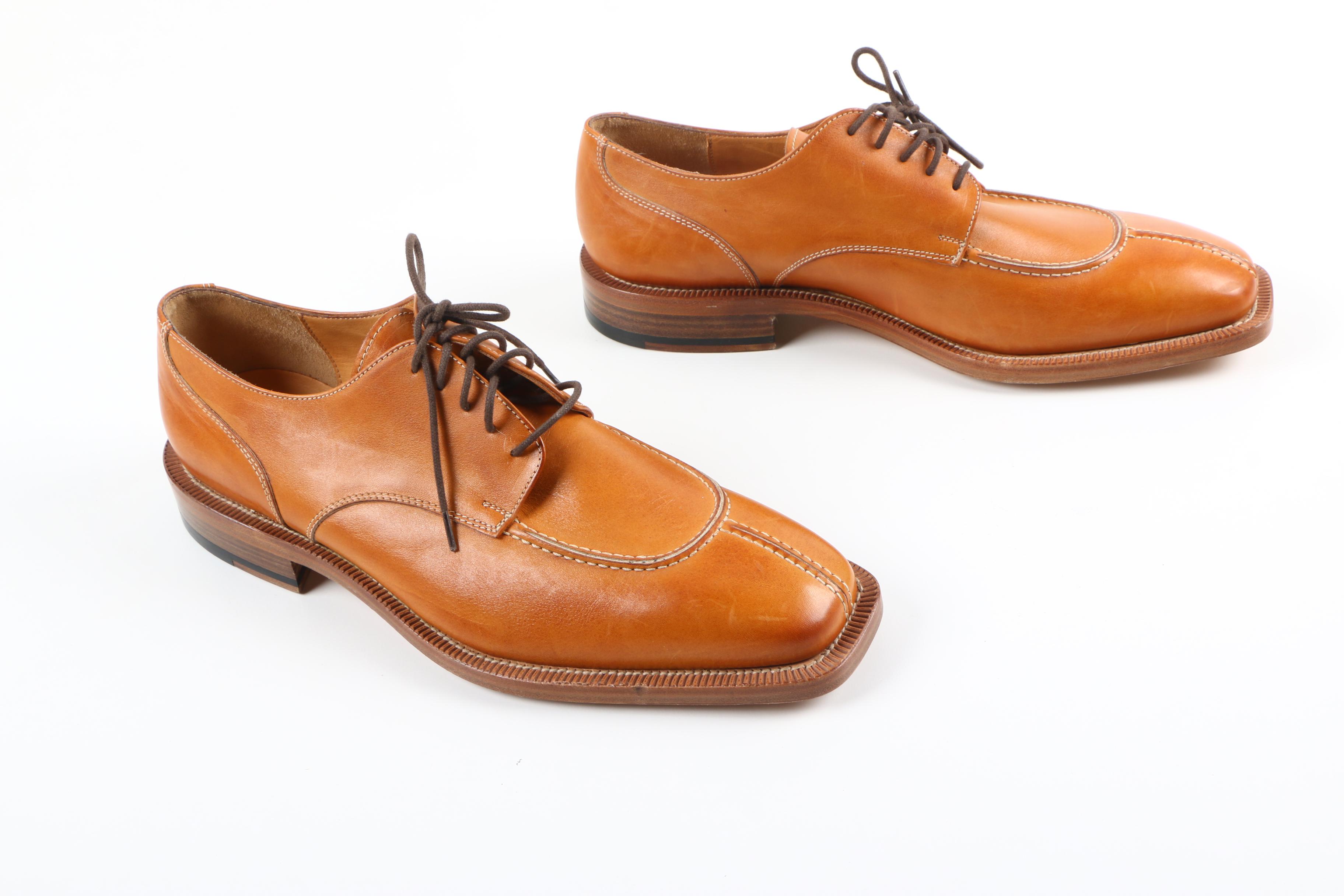 Men's Canali Brown Leather Oxfords