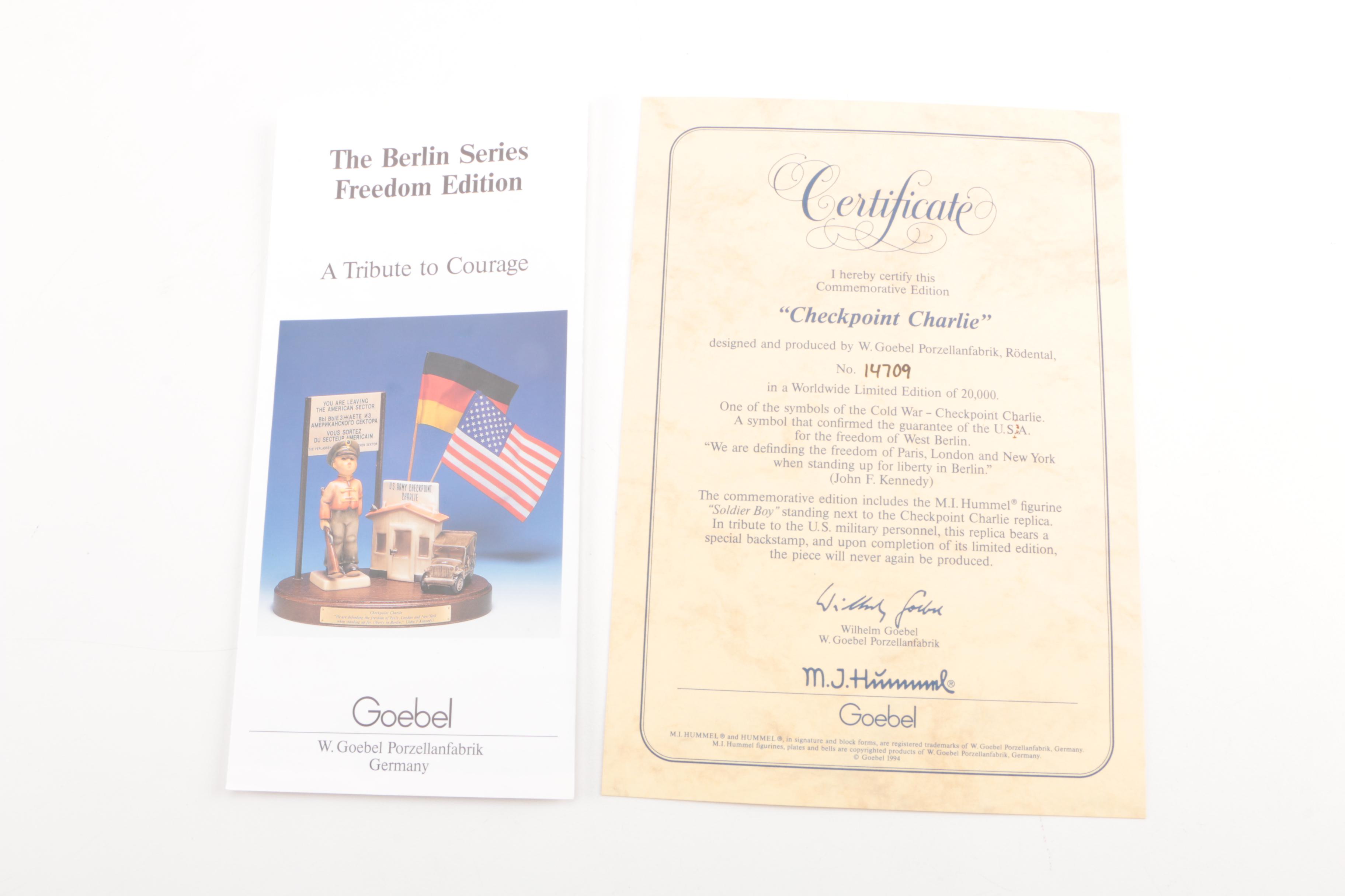 Goebel Hummel "Checkpoint Charlie" Figurine with COA from the "Berlin Series"