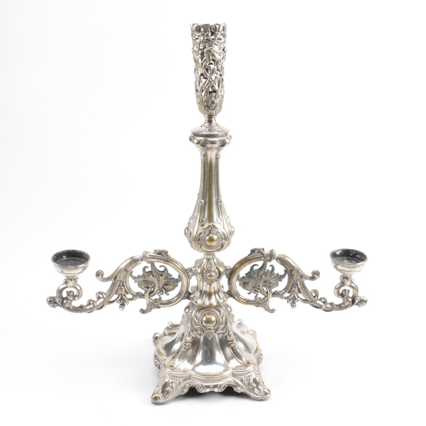 Baroque Style Silver Plate Candelabra