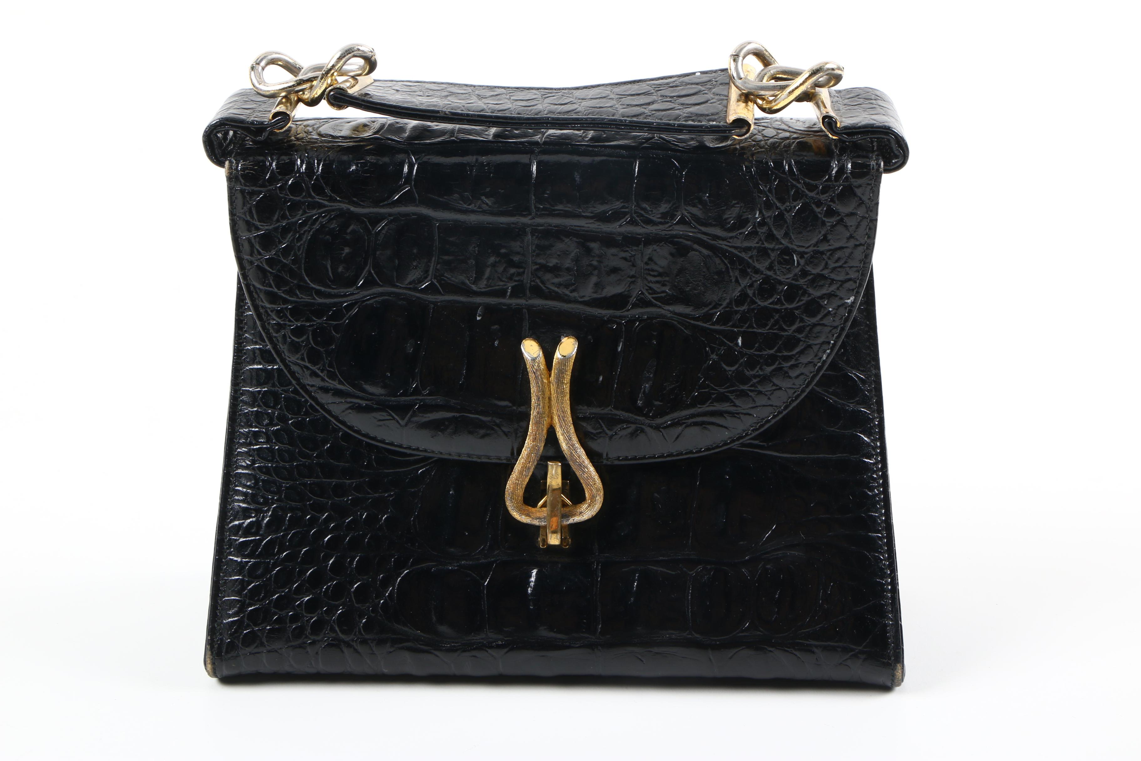 Vintage Alligator Leather Handbags and Fur-Trimmed Gloves