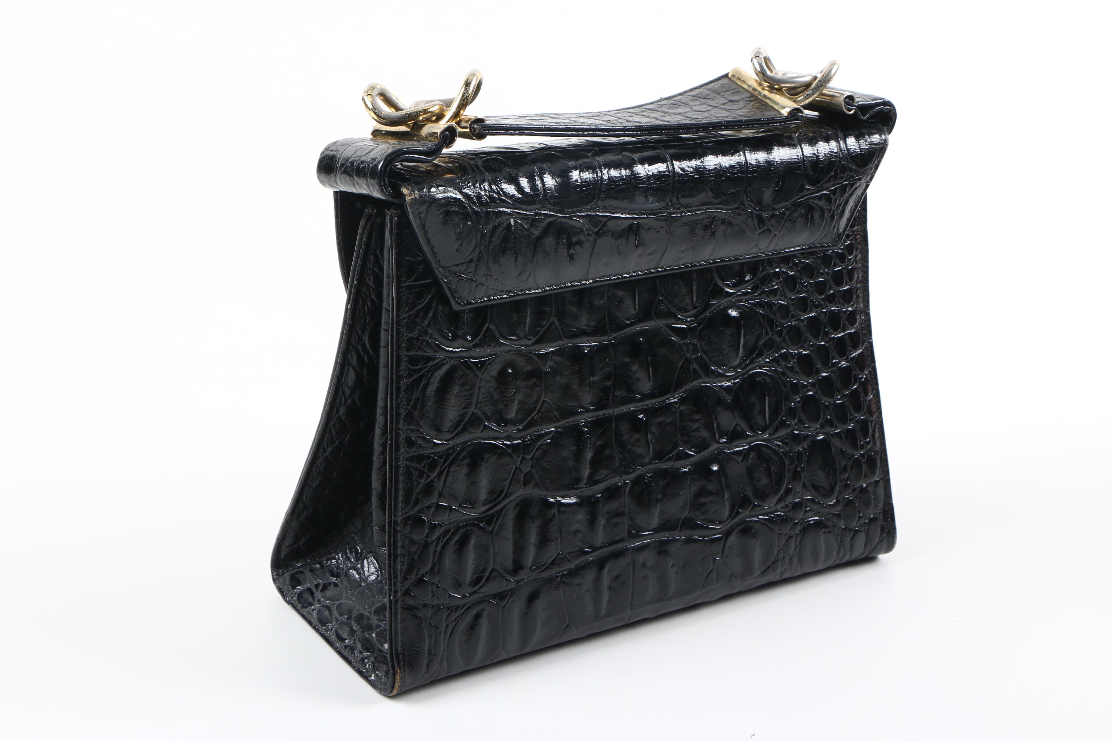 Vintage Alligator Leather Handbags and Fur-Trimmed Gloves