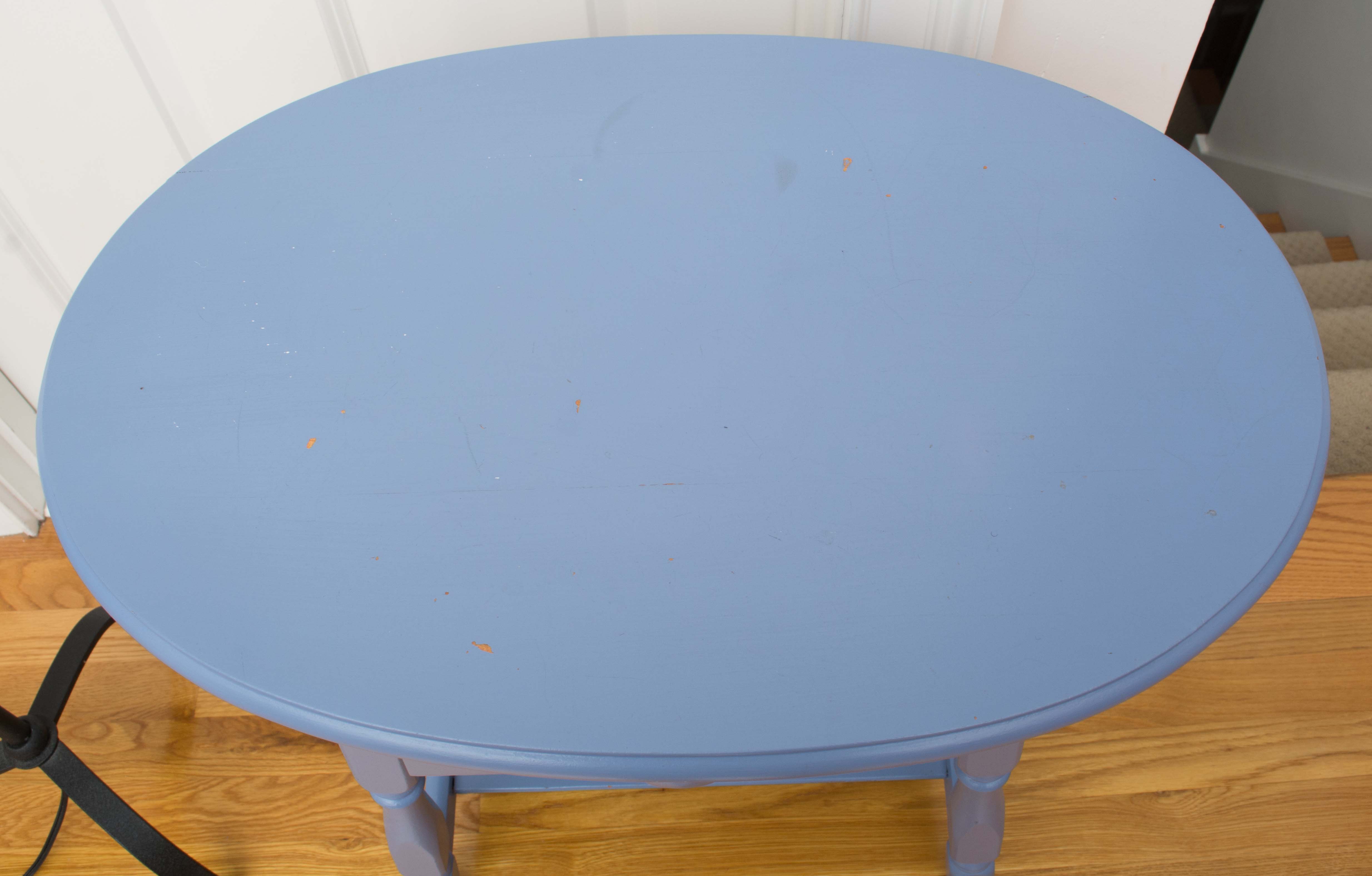 Wrought Iron Floor Lamp and Painted End Table