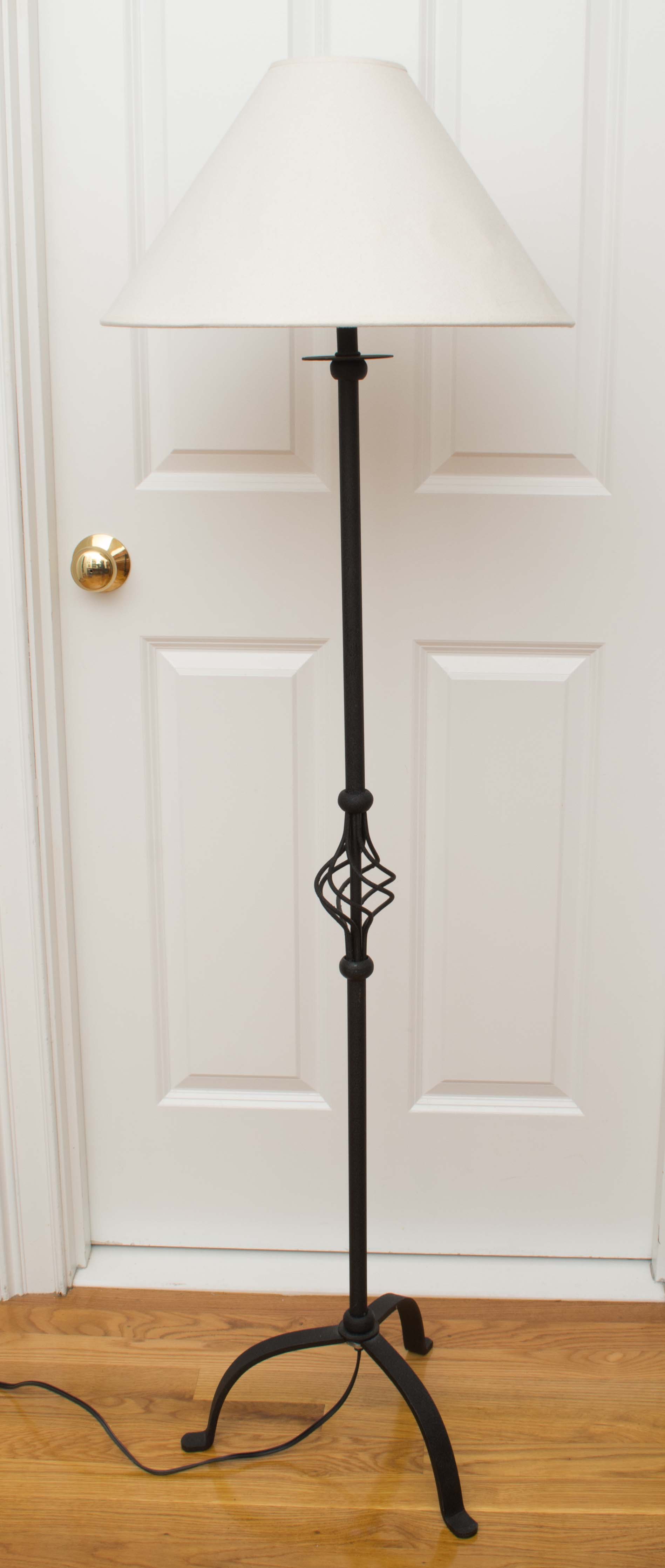 Wrought Iron Floor Lamp and Painted End Table