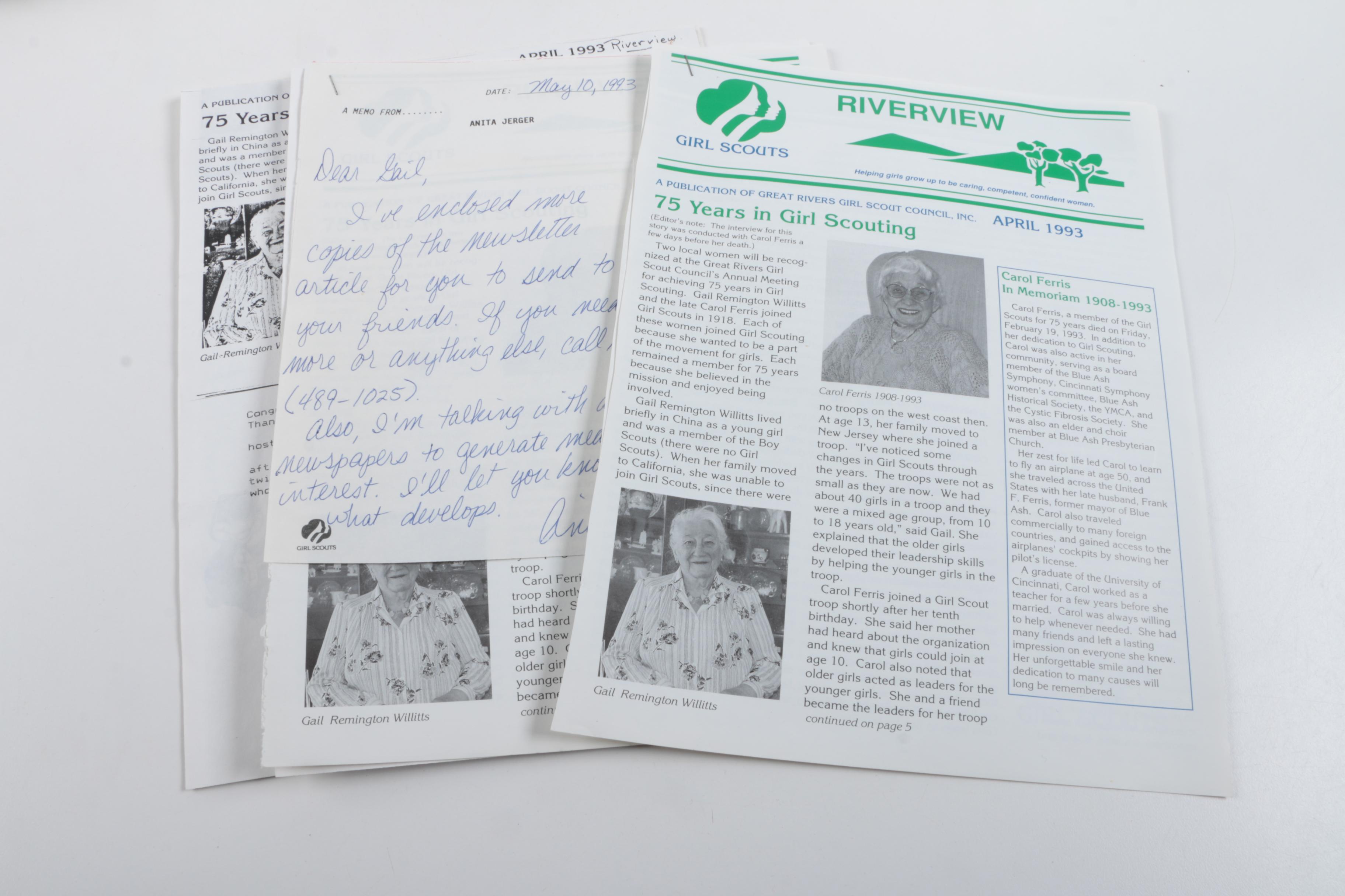 Vintage Marjorie Daingerfield "Girl Scouts USA" Figurine and Other Memorabilia