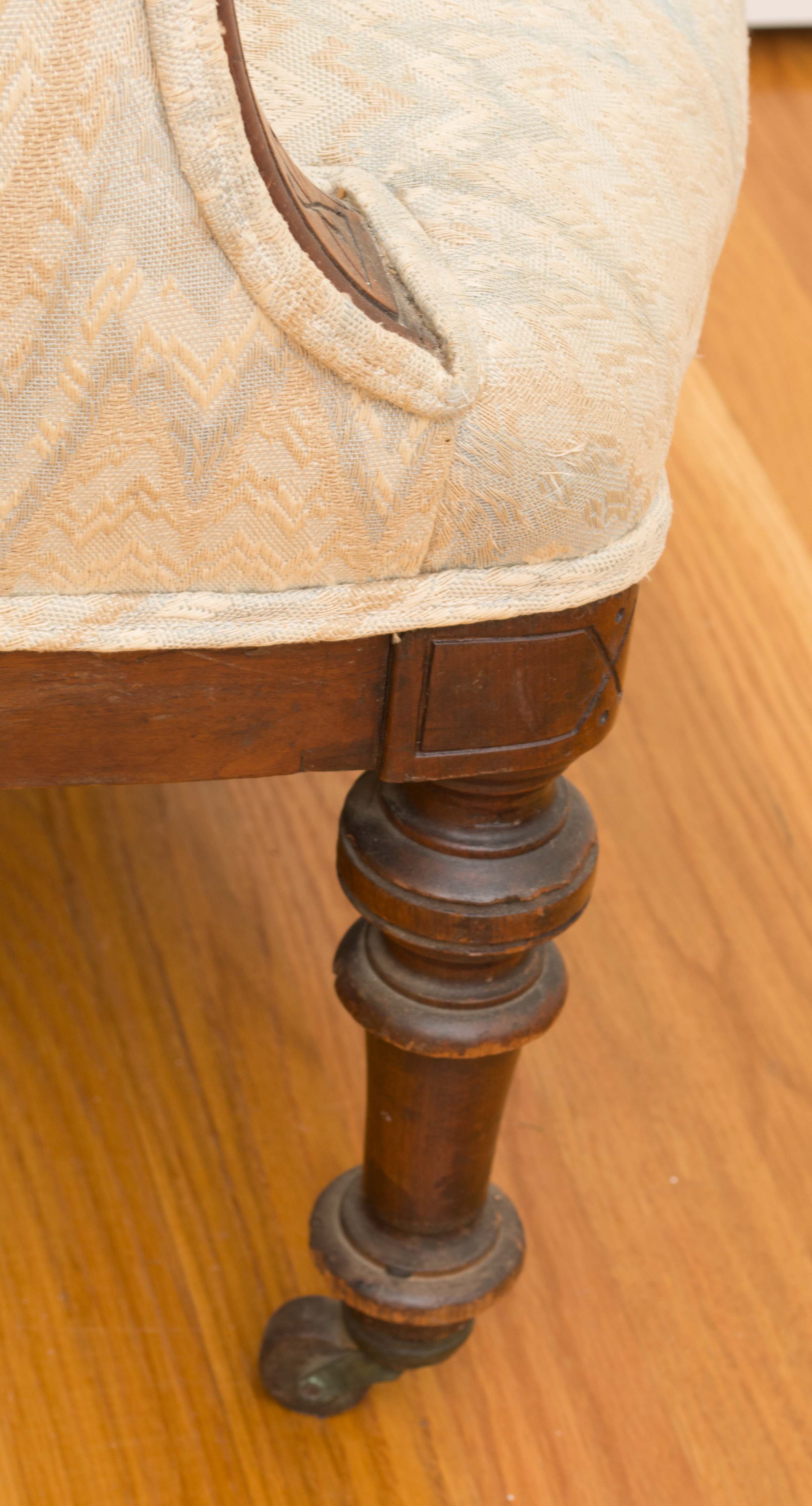 Antique Wingback Chair With Exposed Walnut Frame