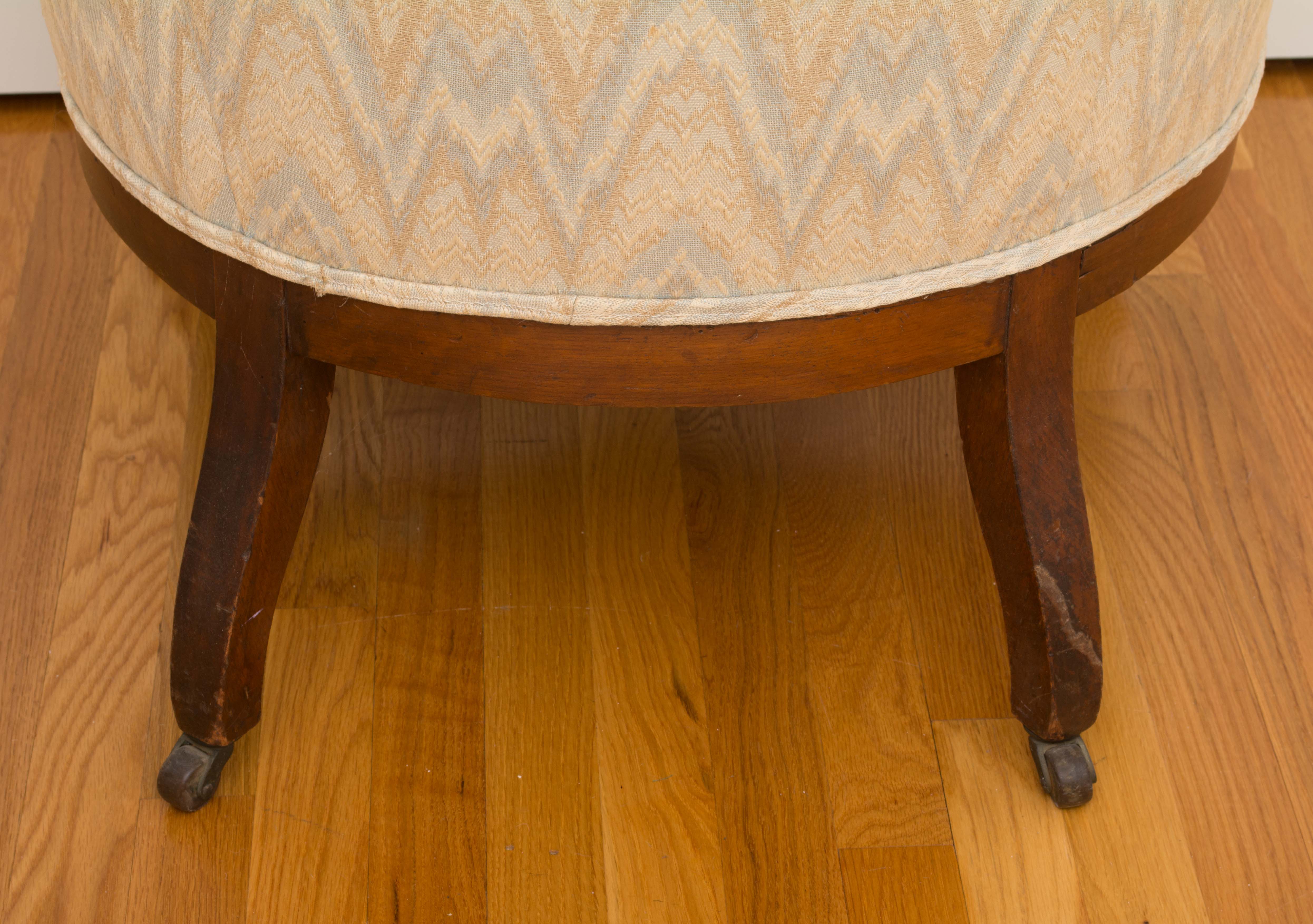 Antique Wingback Chair With Exposed Walnut Frame