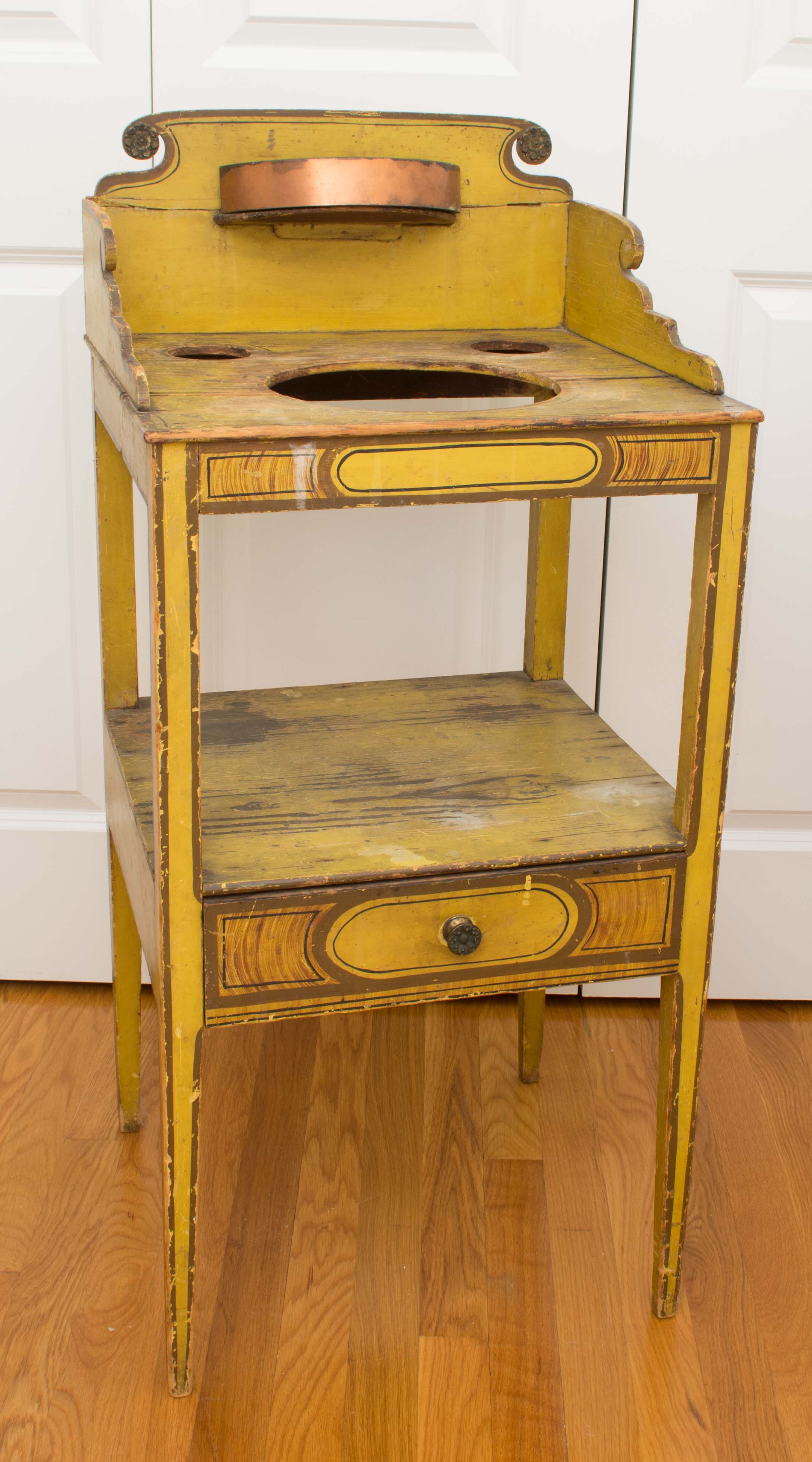 Antique Hand Painted Wash Basin Stand