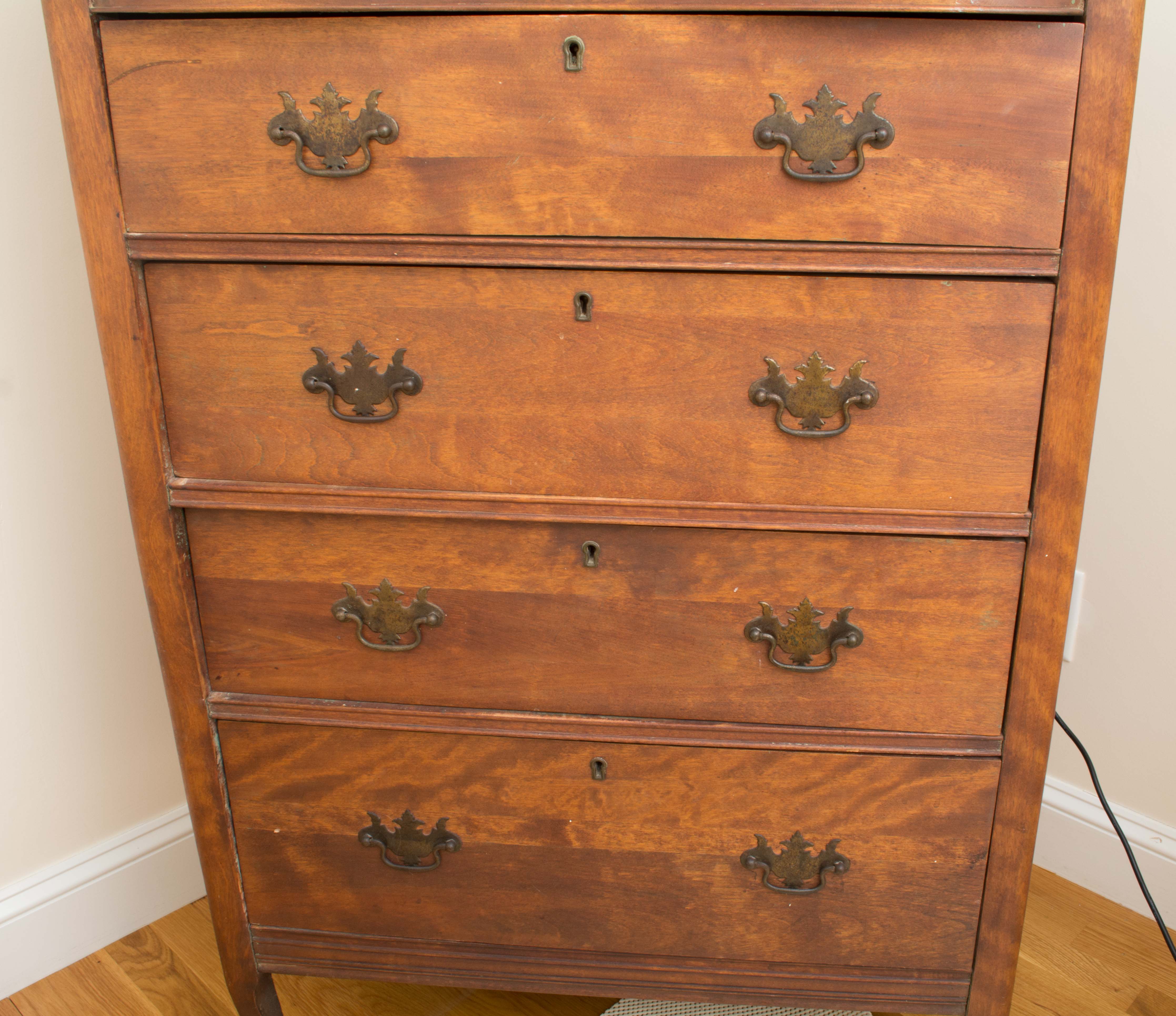 Antique Birch Tall Chest of Drawers